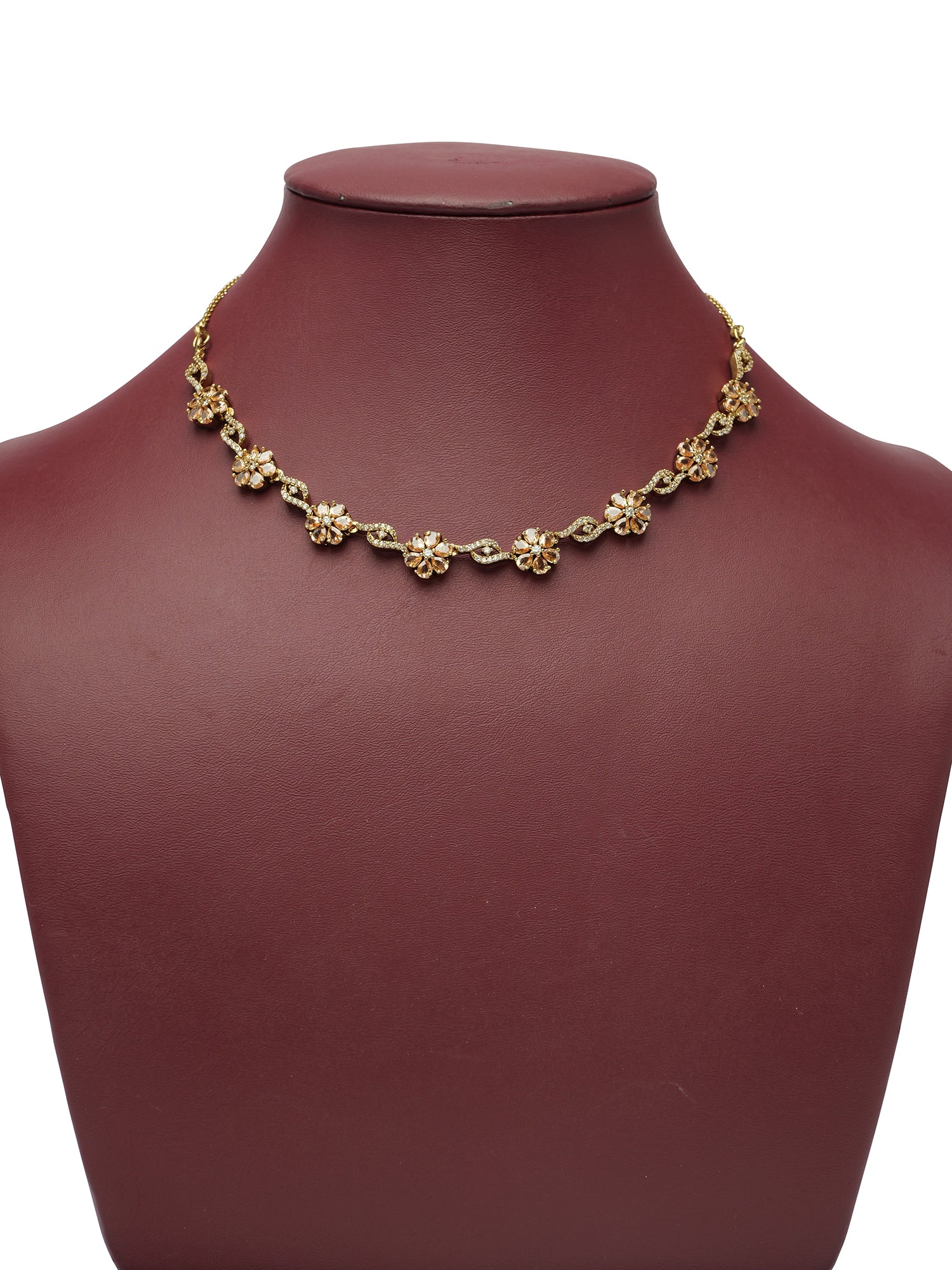 Flora Cubic Zirconia Necklace Set in Champagne