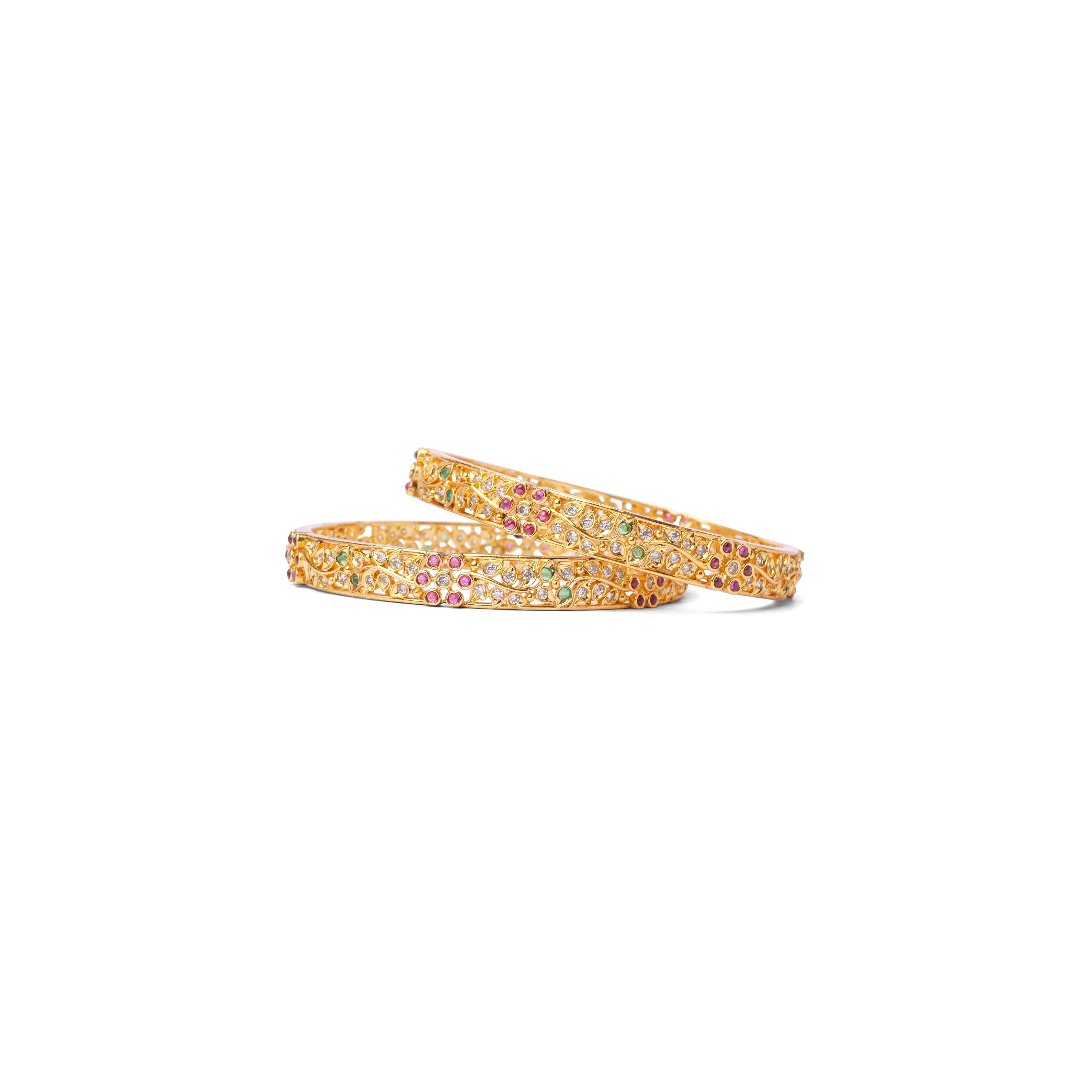 Floral Cubic Zirconia Bangles in Multi