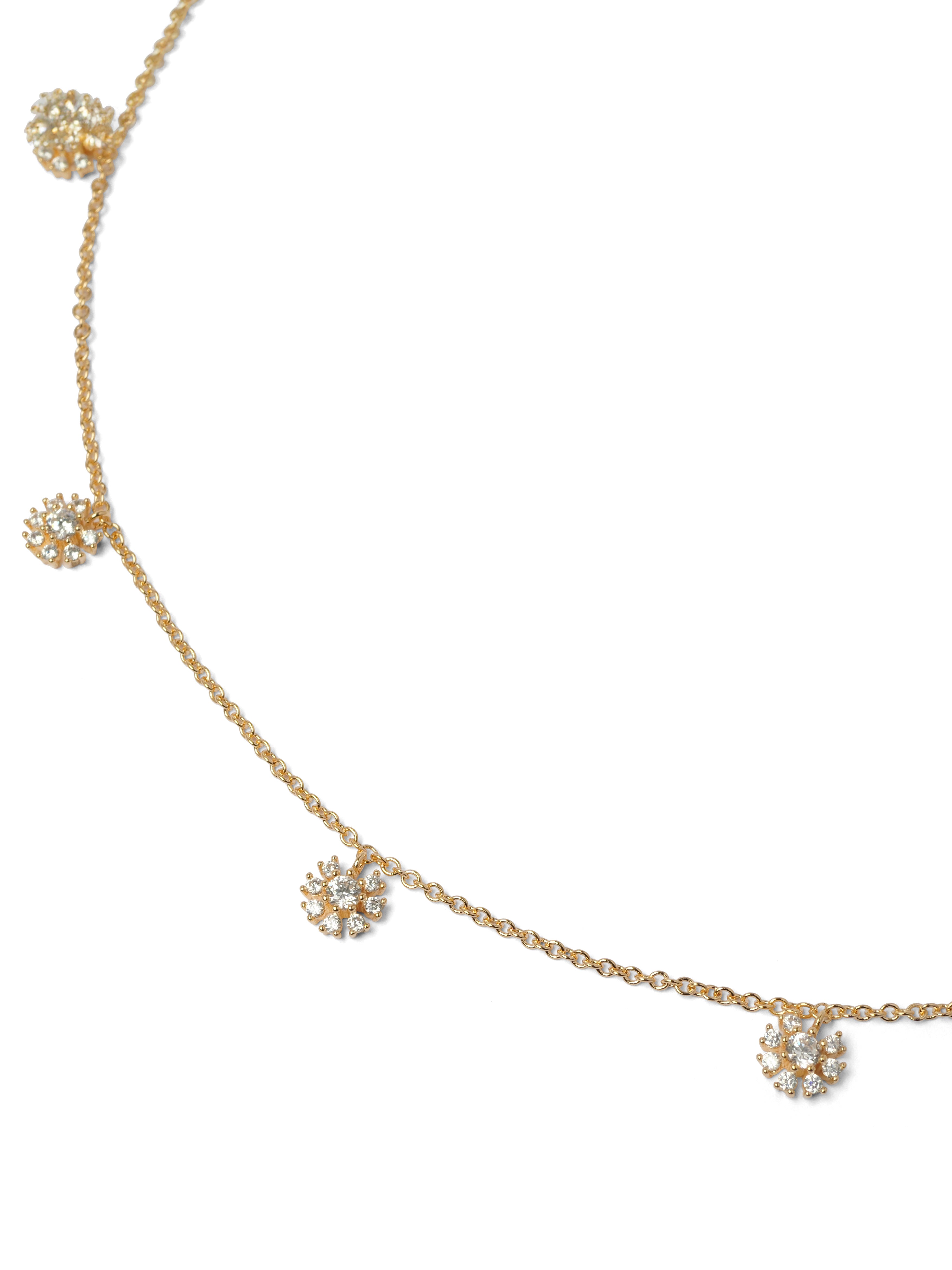 Floral Drop Cubic Zirconia Necklace in Gold