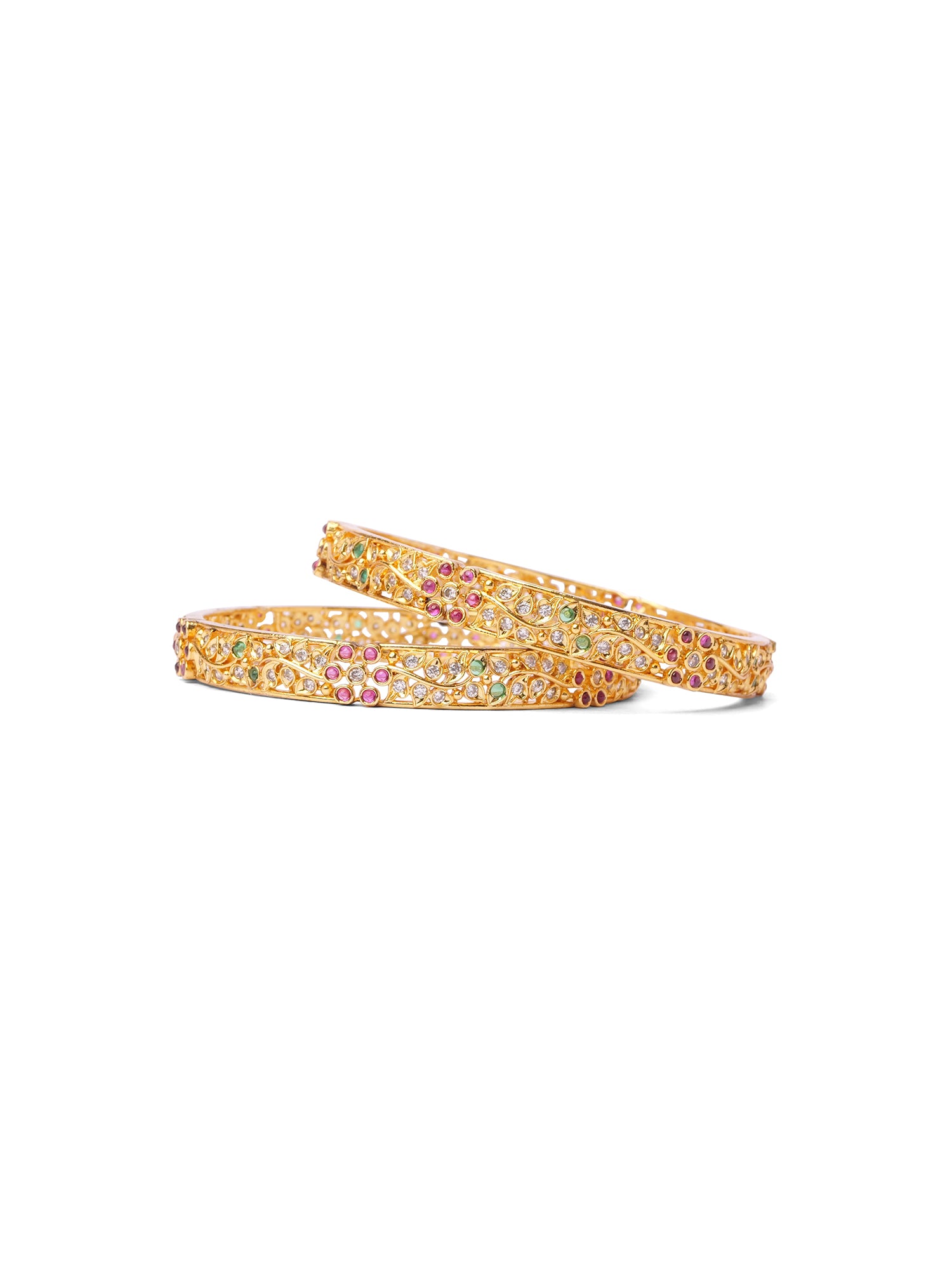 Floral Cubic Zirconia Bangles in Multi