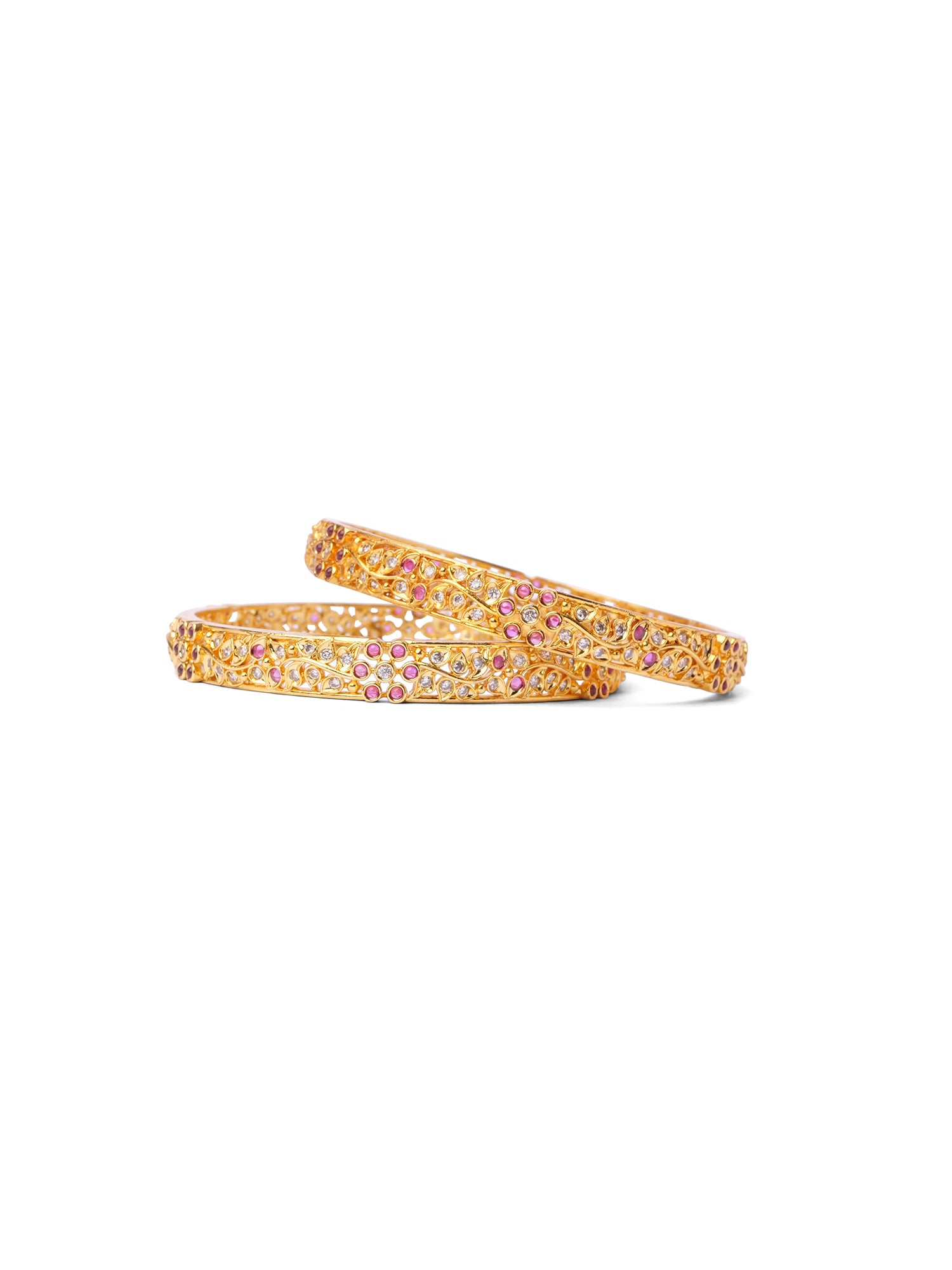 Floral Cubic Zirconia Bangles in Ruby
