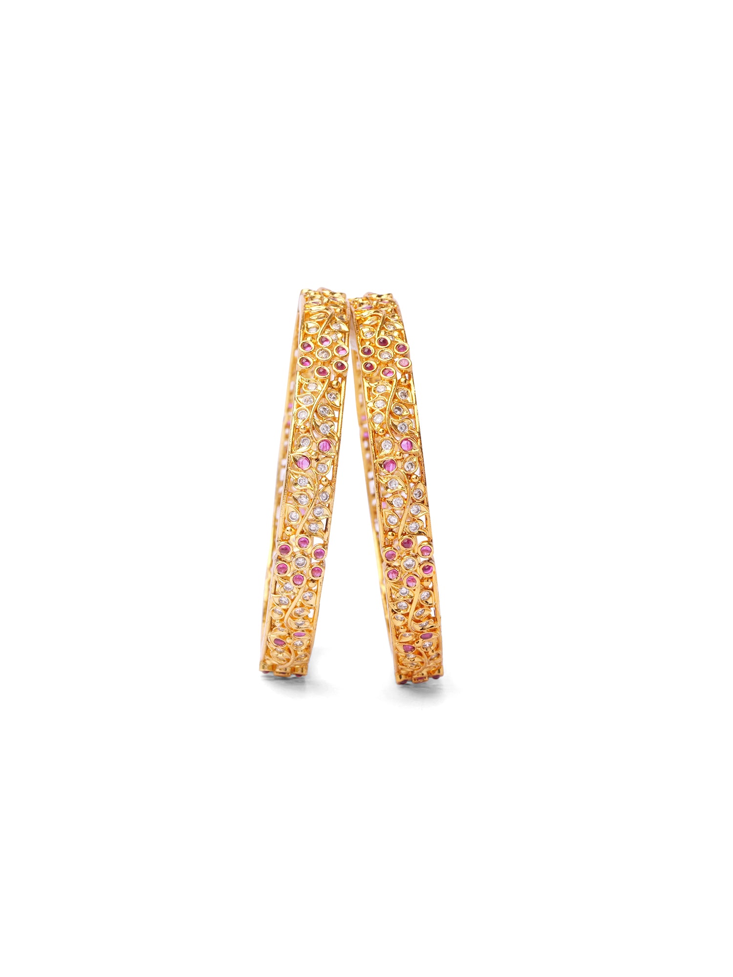 Floral Cubic Zirconia Bangles in Ruby