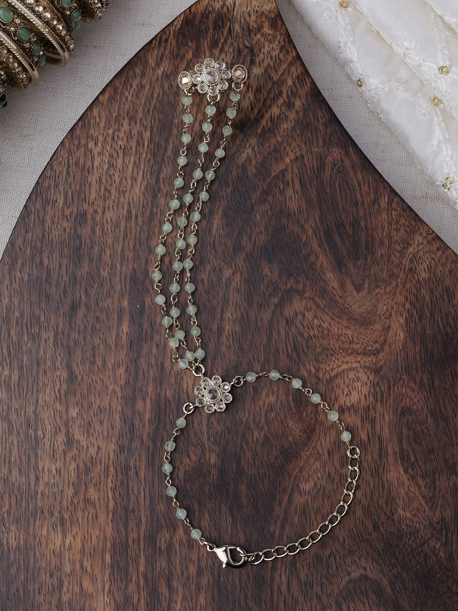 Forever Floral Triple Hand Chain in Mint