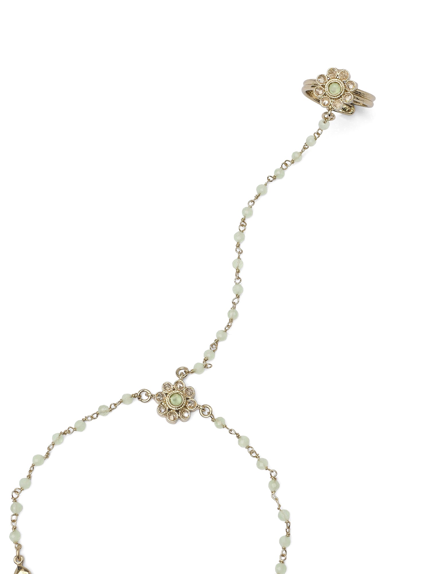 Forever Floral Hand Chain in Mint and Antique Gold