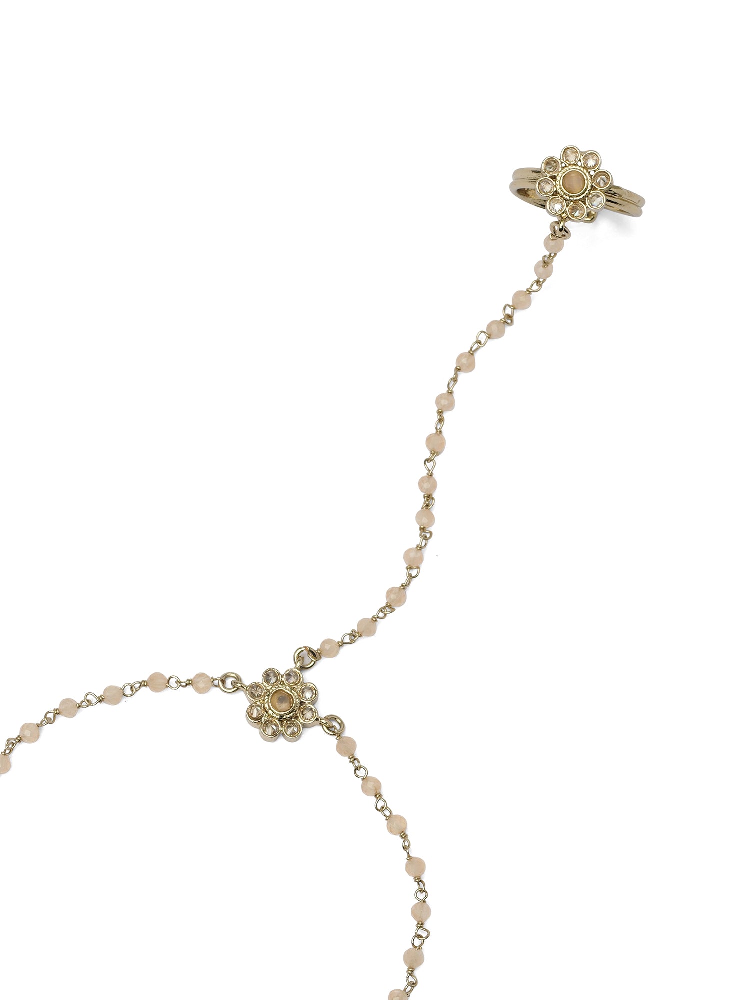 Forever Floral Hand Chain in Peach and Antique Gold