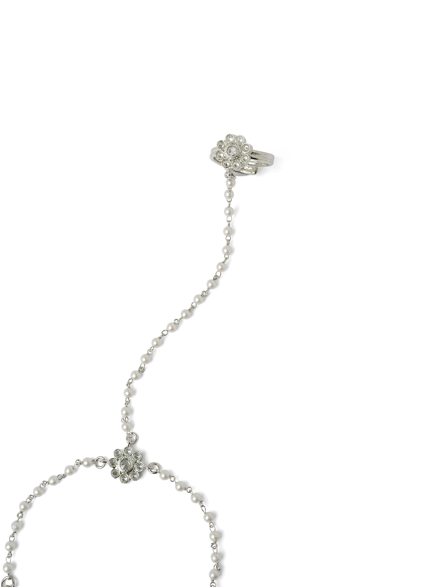 Forever Floral Hand Chain in Pearl and Rhodium