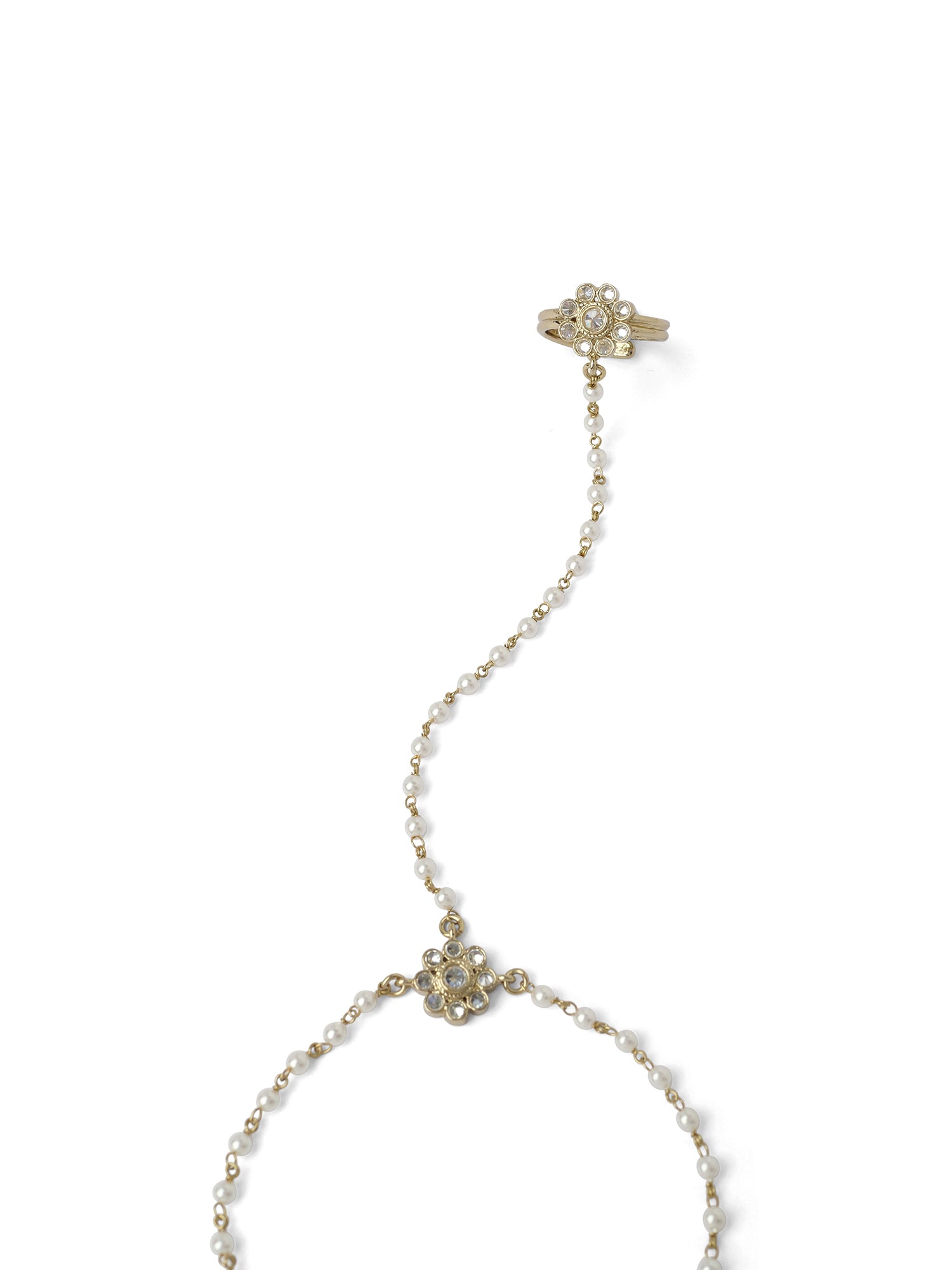 Forever Floral Hand Chain in Pearl in White