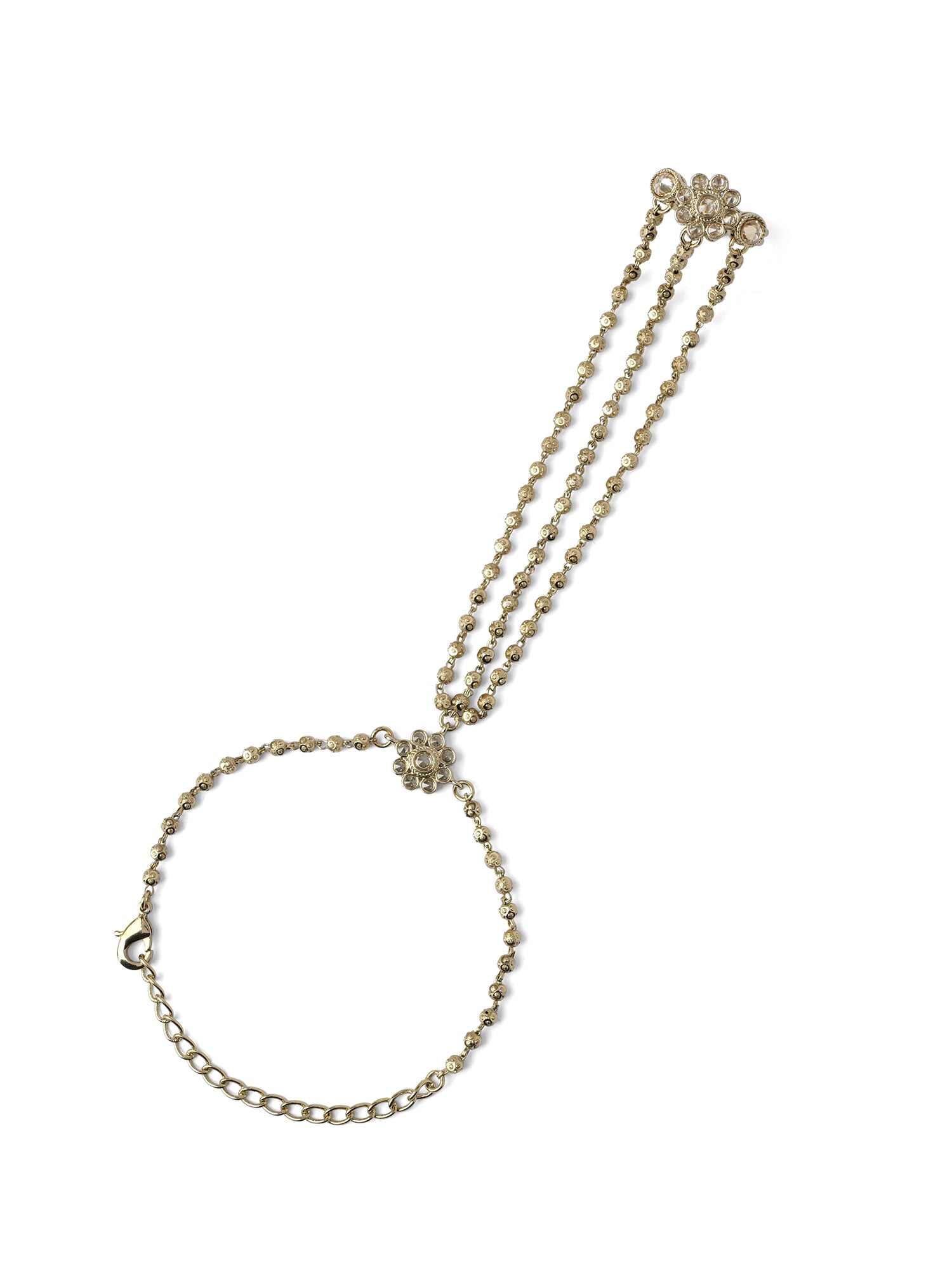 Forever Floral Triple Hand Chain in Champagne and Antique Gold