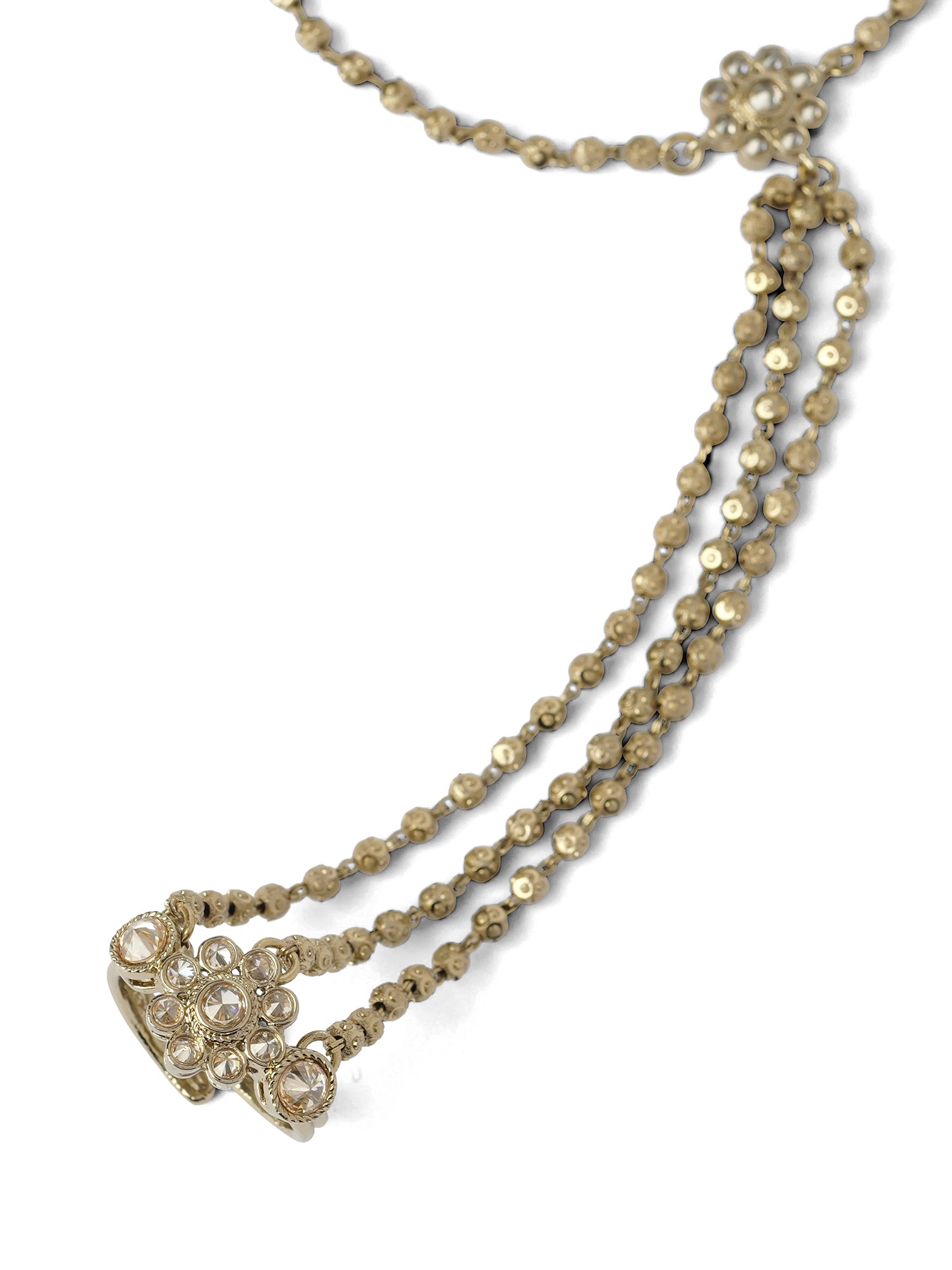 Forever Floral Triple Hand Chain in Champagne and Antique Gold