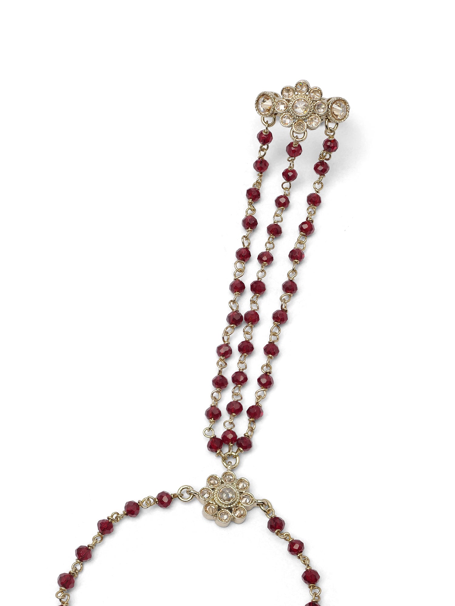 Forever Floral Triple Hand Chain in Maroon