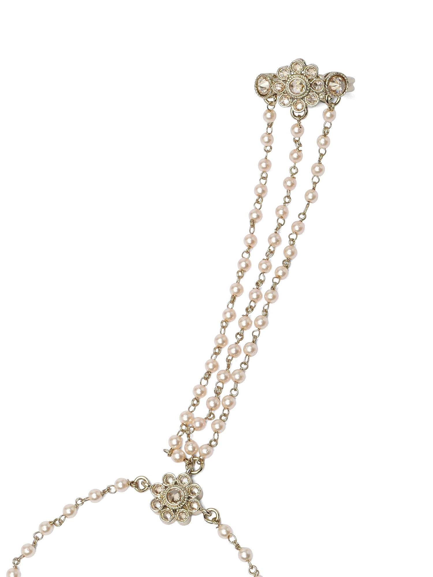 Forever Floral Triple Hand Chain in Pearl and Champagne