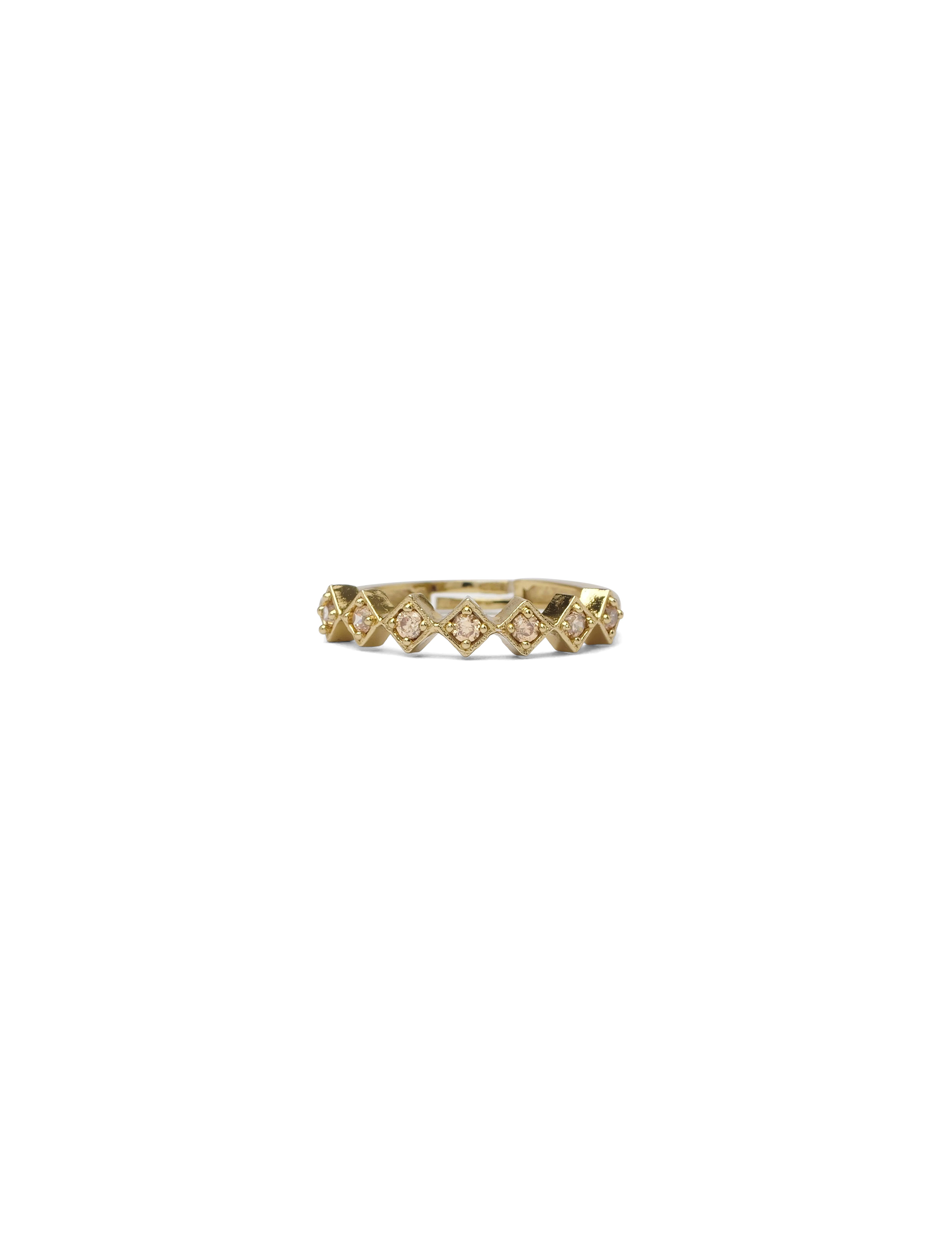 Freya Cubic Zirconia Ring in Champagne and Antique Gold