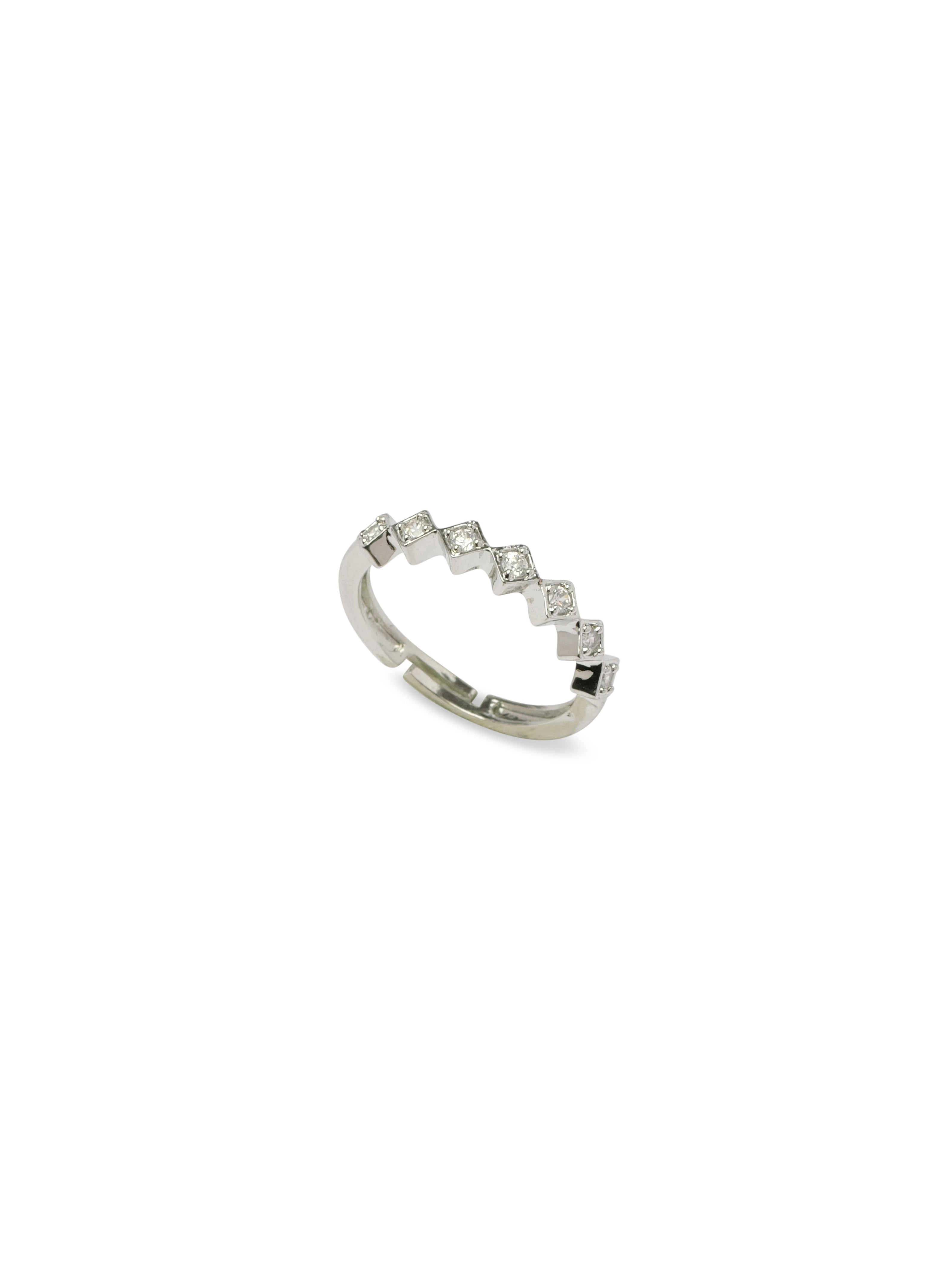 Freya Cubic Zirconia Ring in Rhodium