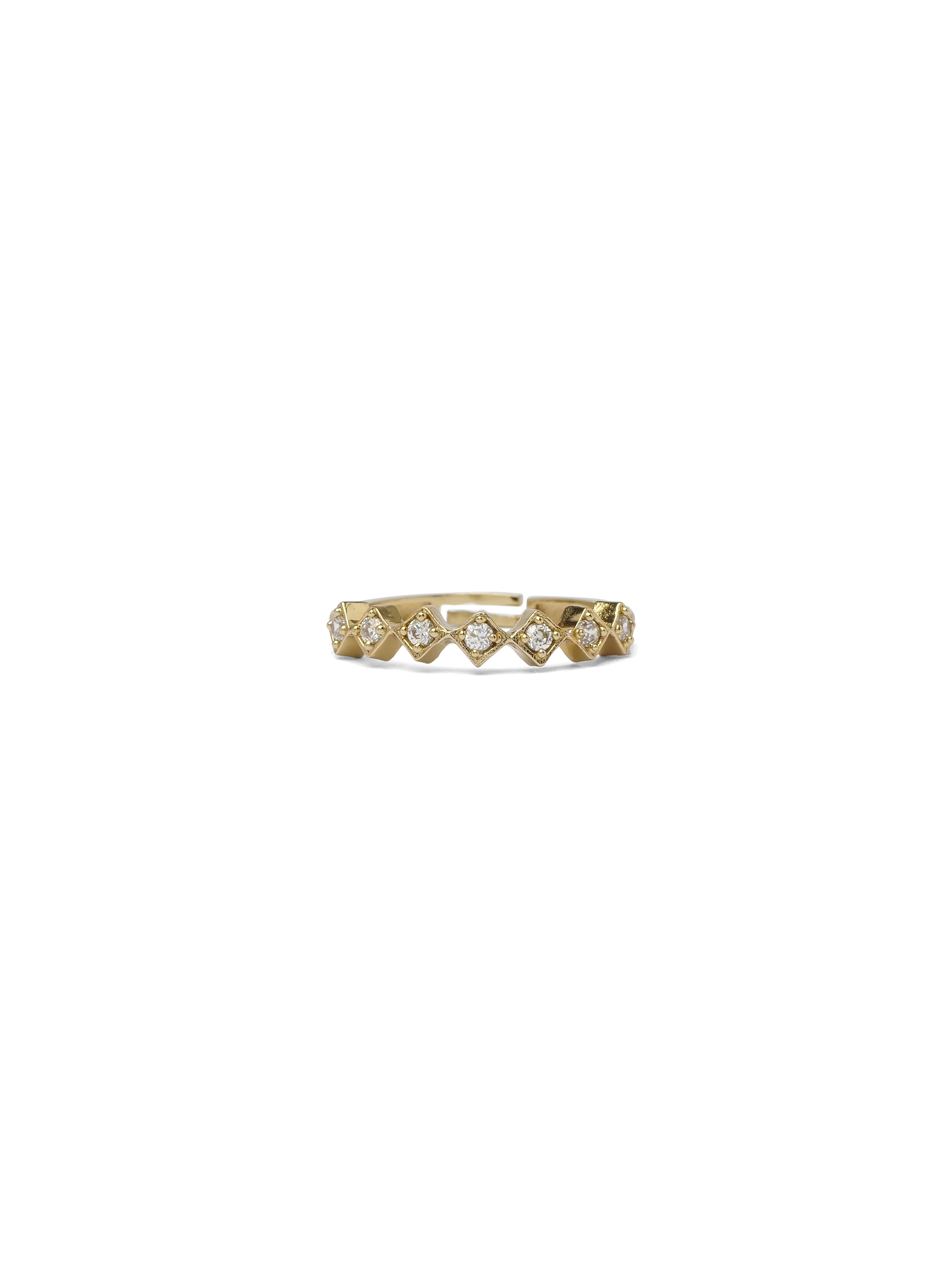 Freya Cubic Zirconia Ring in White and Antique Gold