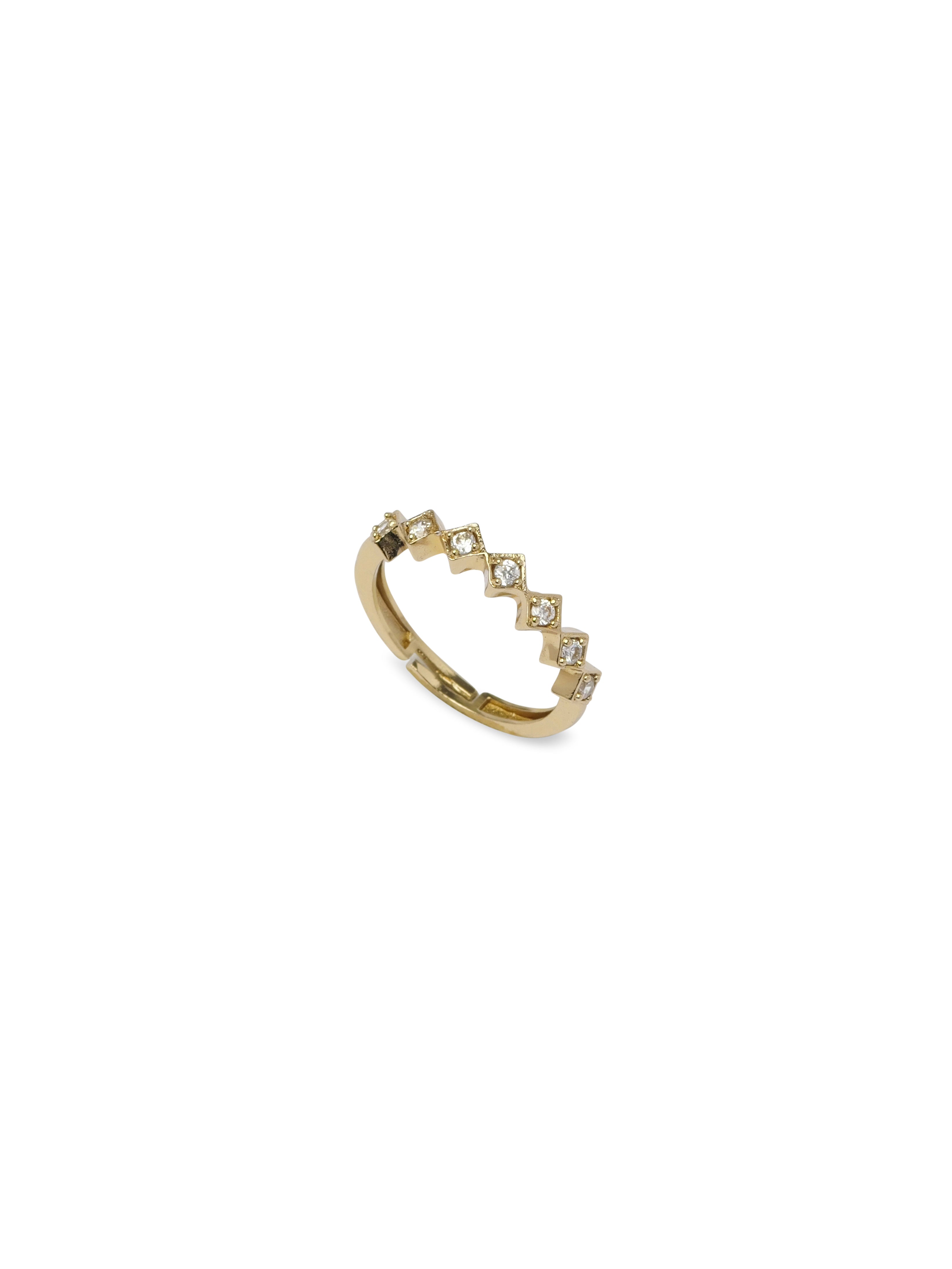 Freya Cubic Zirconia Ring in White and Antique Gold