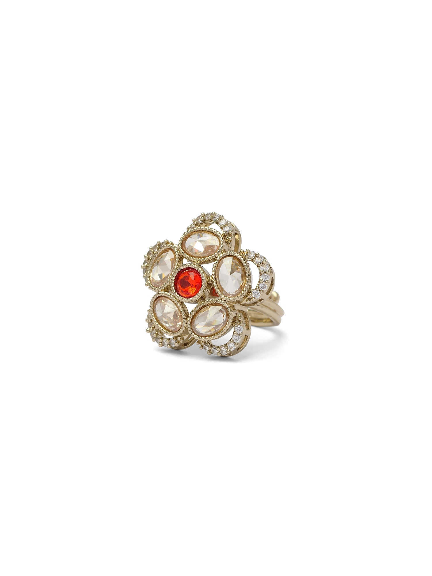 Giana Floral Ring in Red and Antique Gold