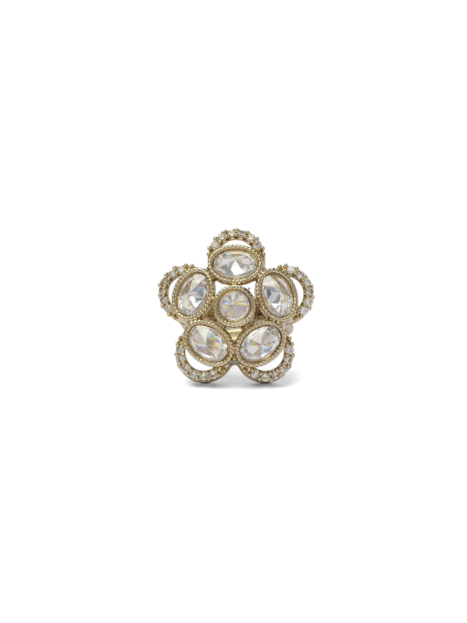 Giana Floral Ring in White and Antique Gold