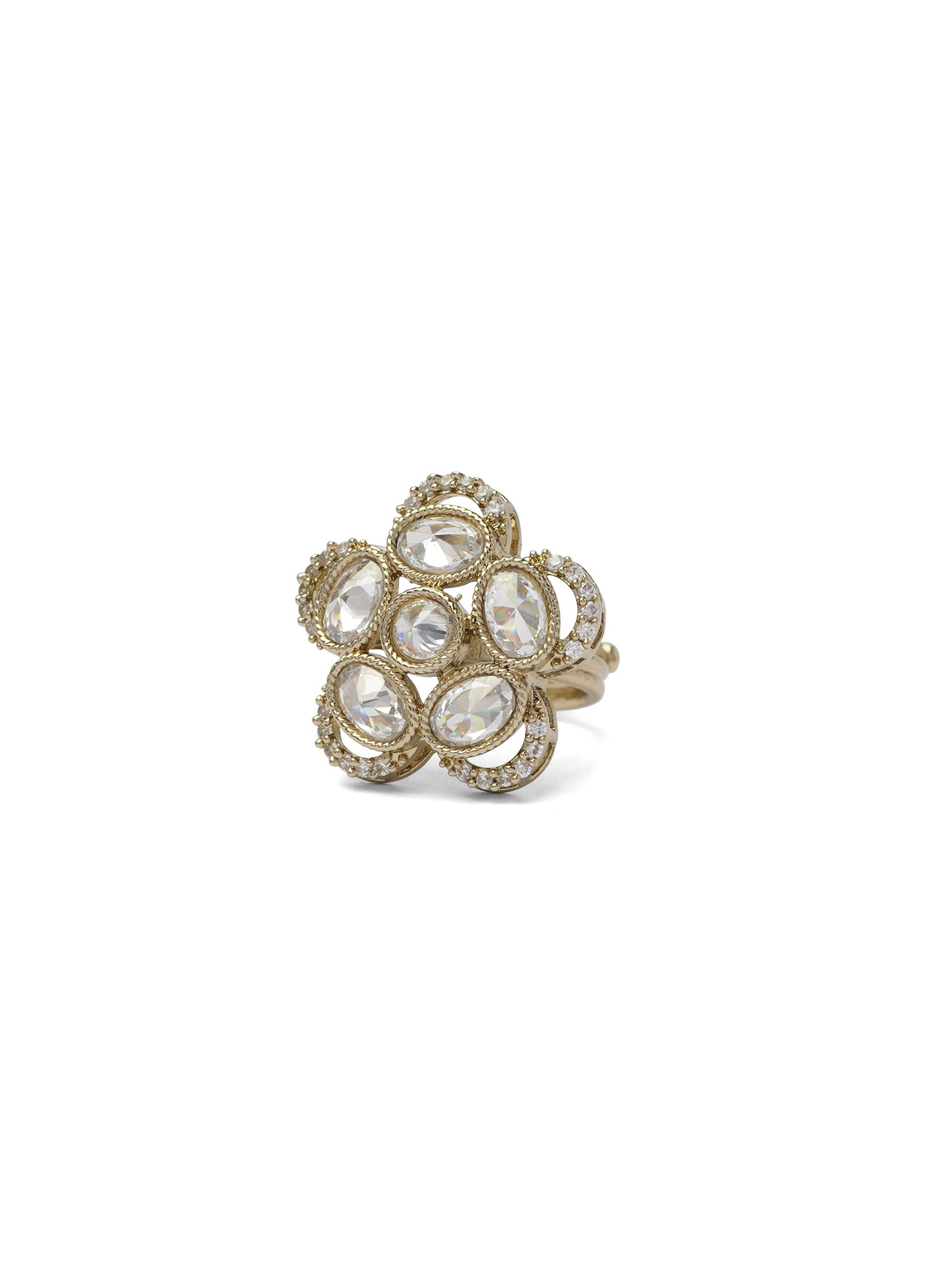 Giana Floral Ring in White and Antique Gold