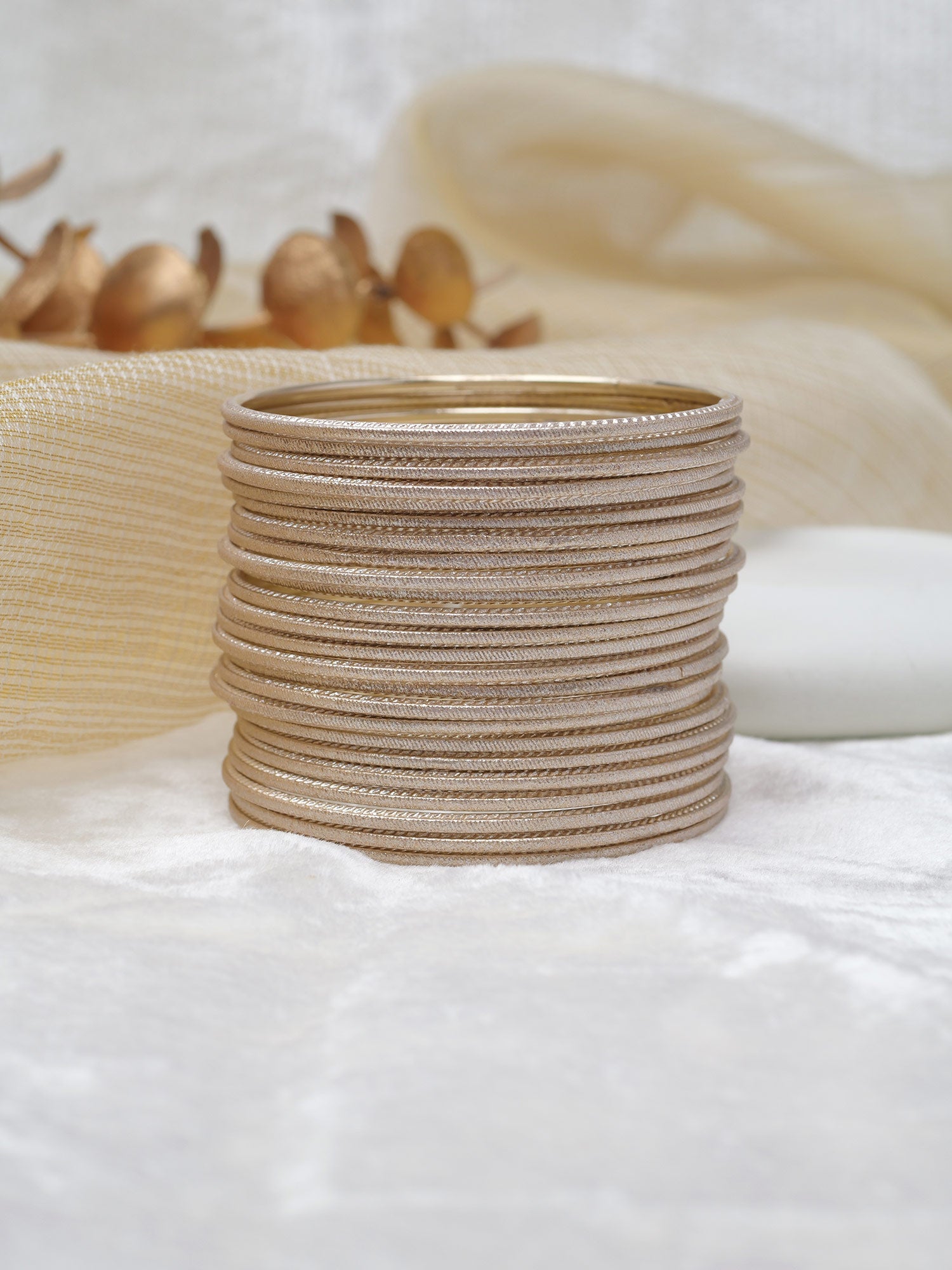 Golden Beige Shimmer Bangles
