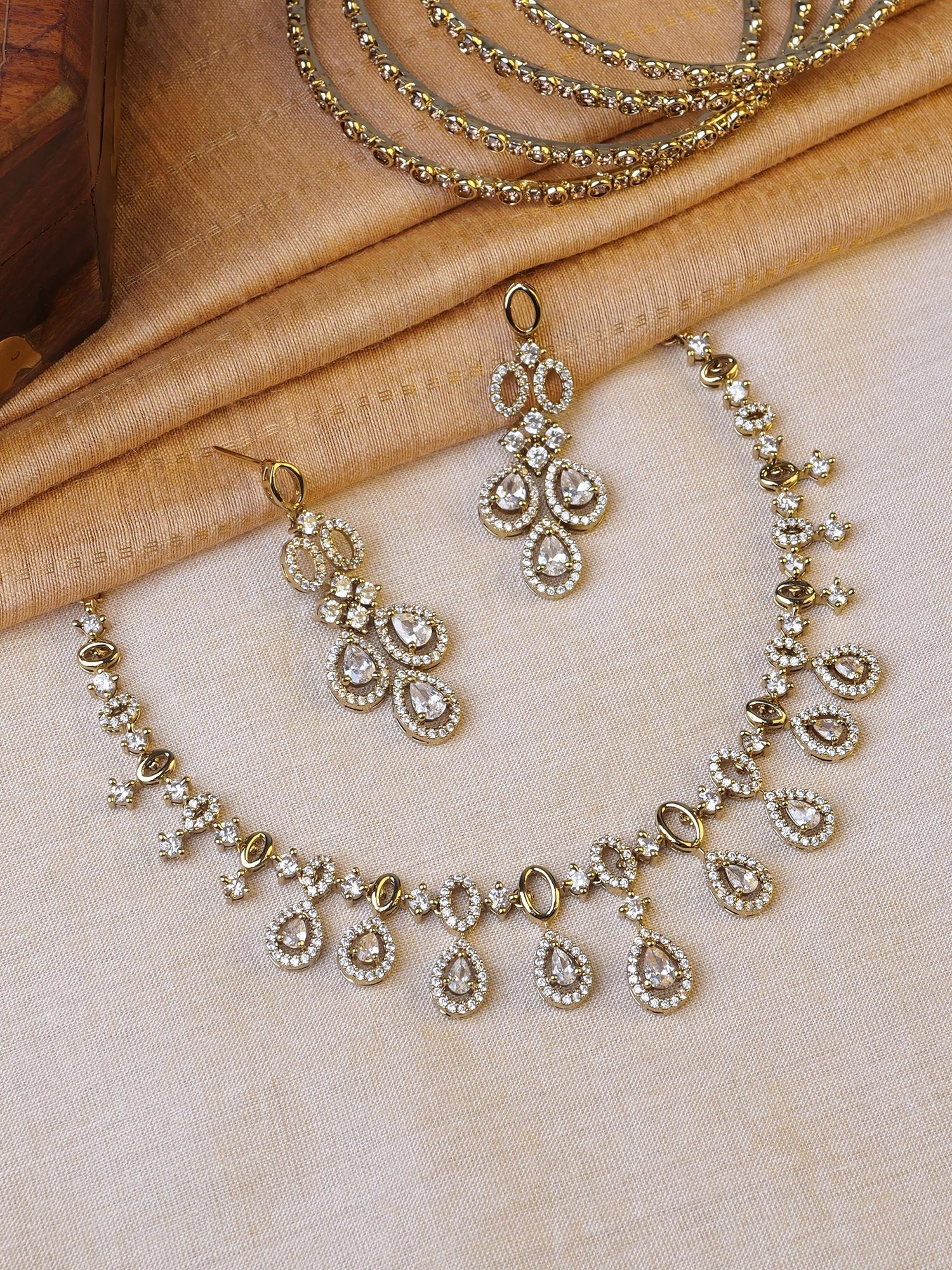 Grace Cubic Zirconia Necklace Set in White