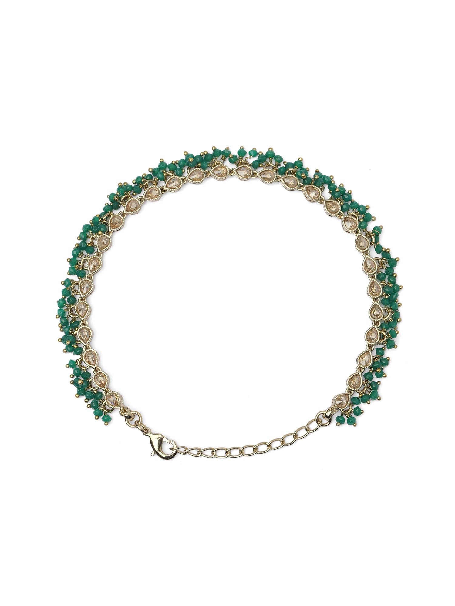 Green Cluster Anklet in Antique Gold