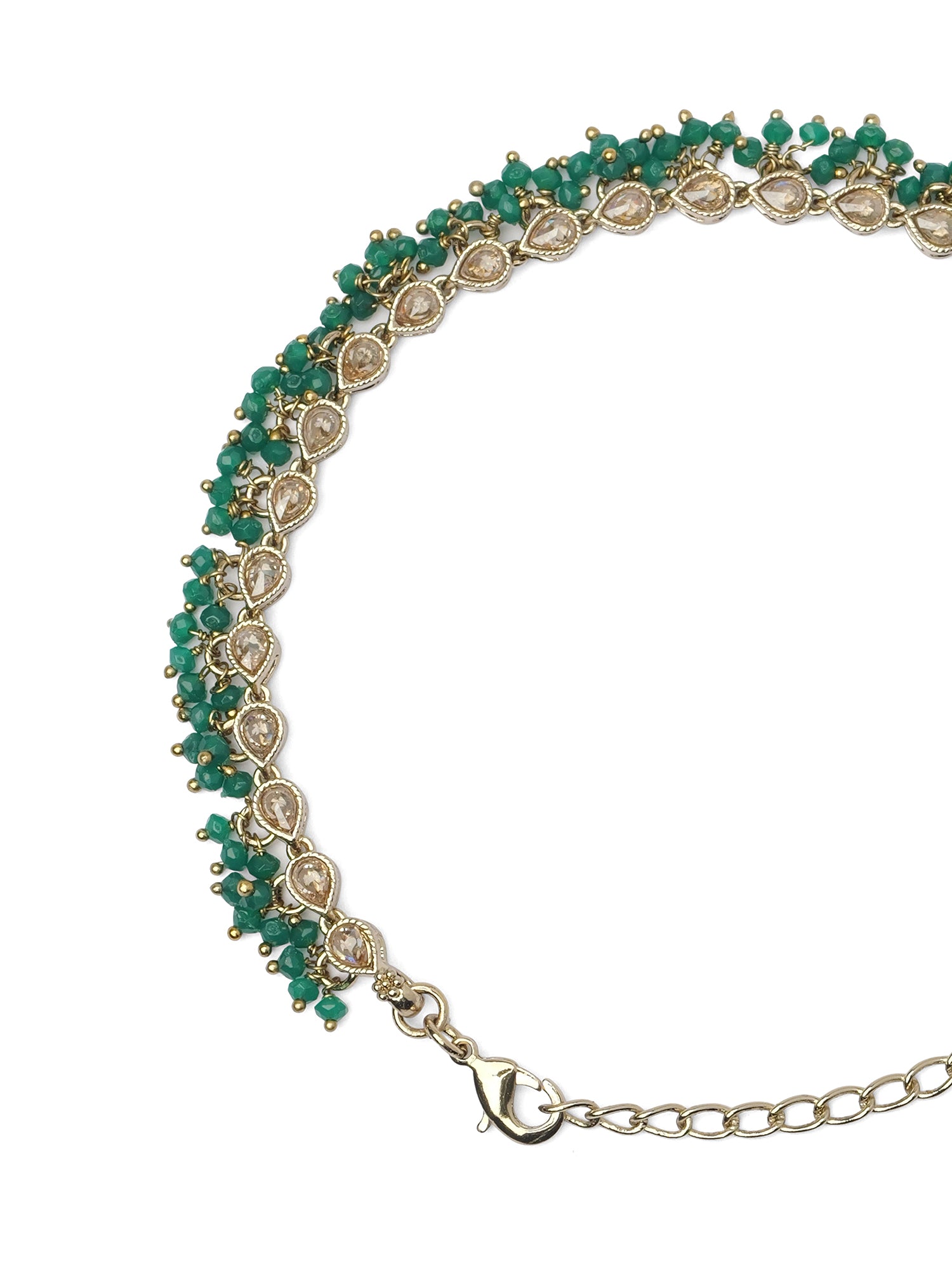 Green Cluster Anklet in Antique Gold