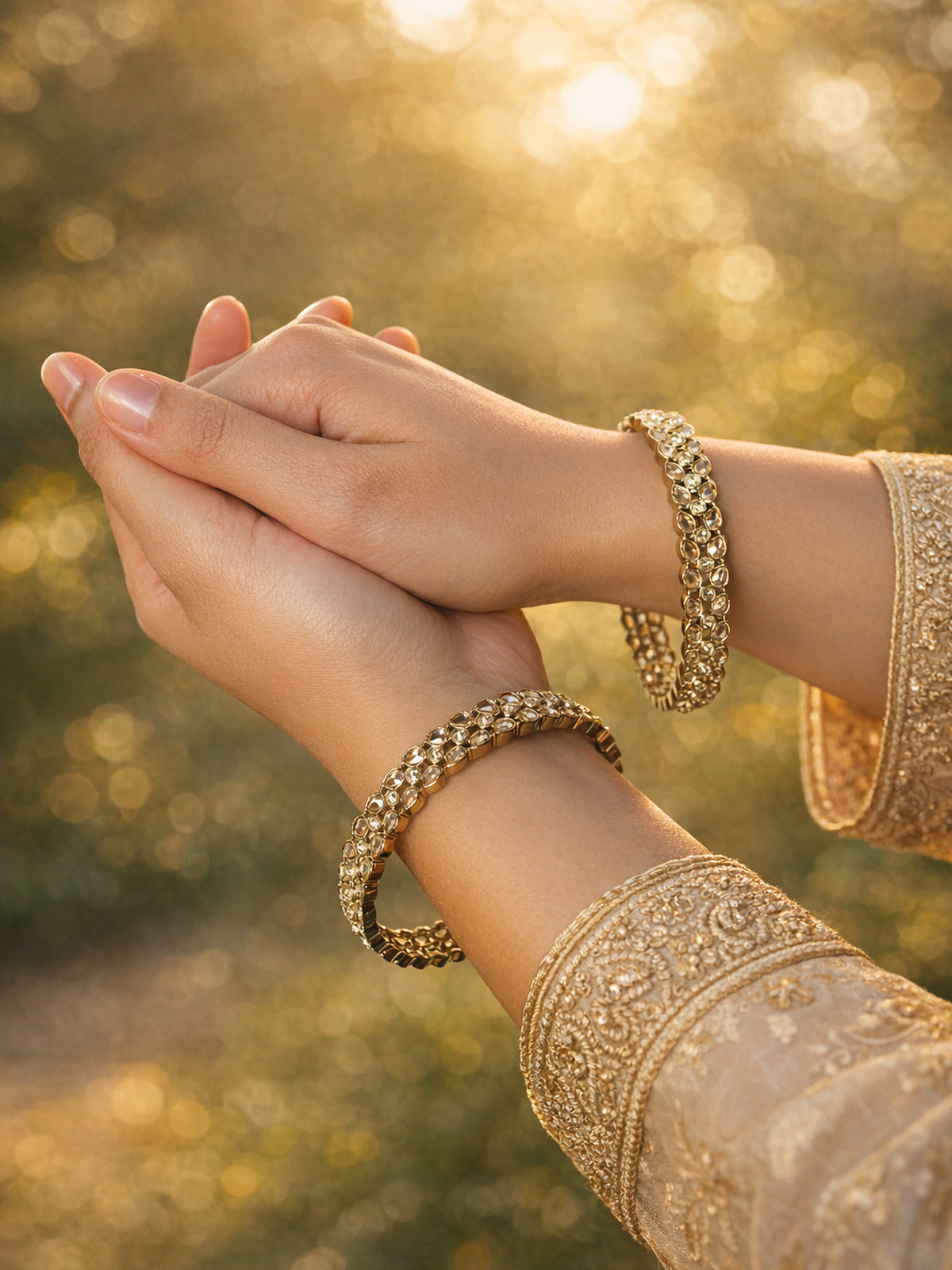 Gulabi Kada Bangles in Champagne 