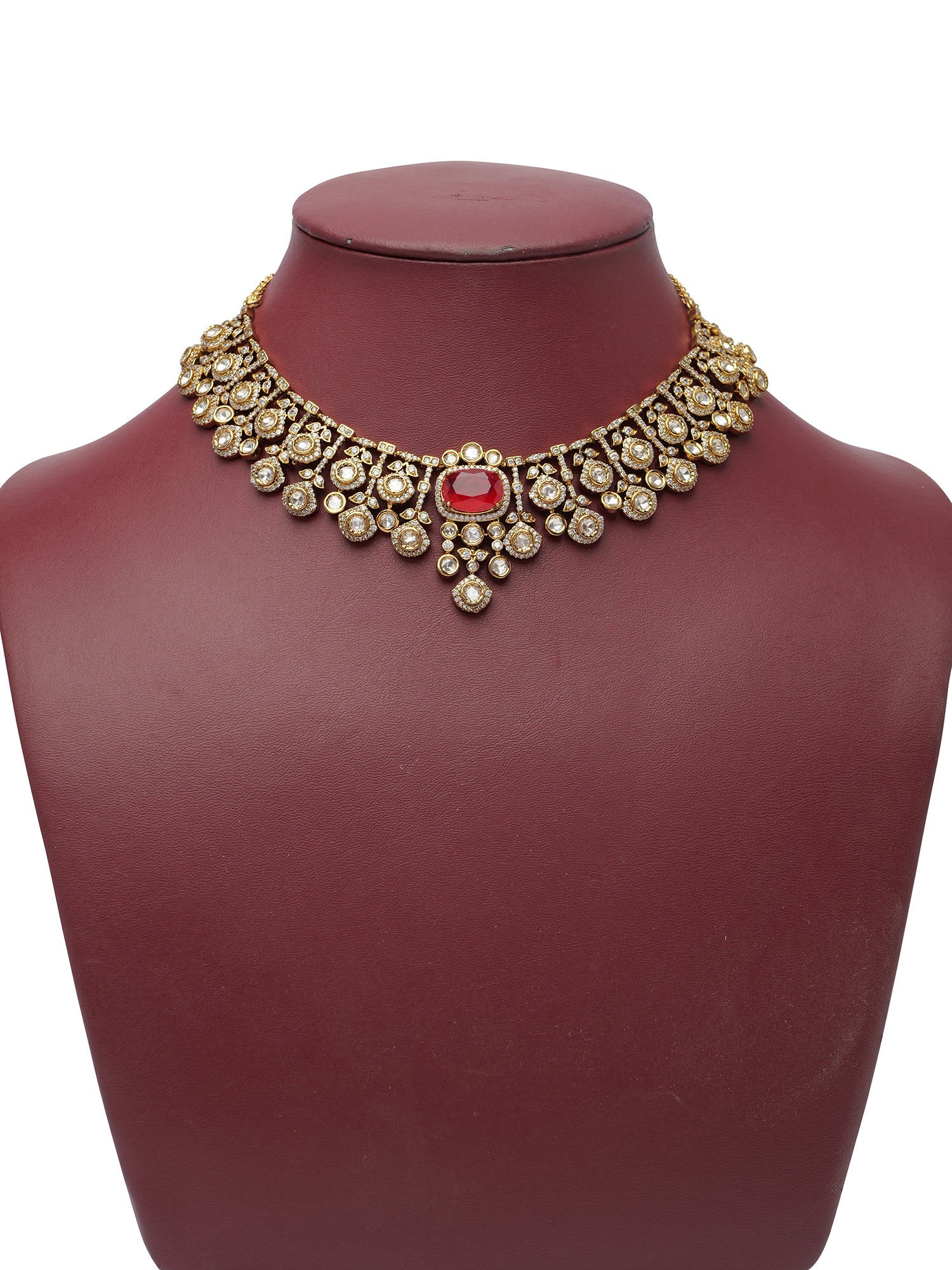 Gulnaar Kundan Necklace Set in Ruby