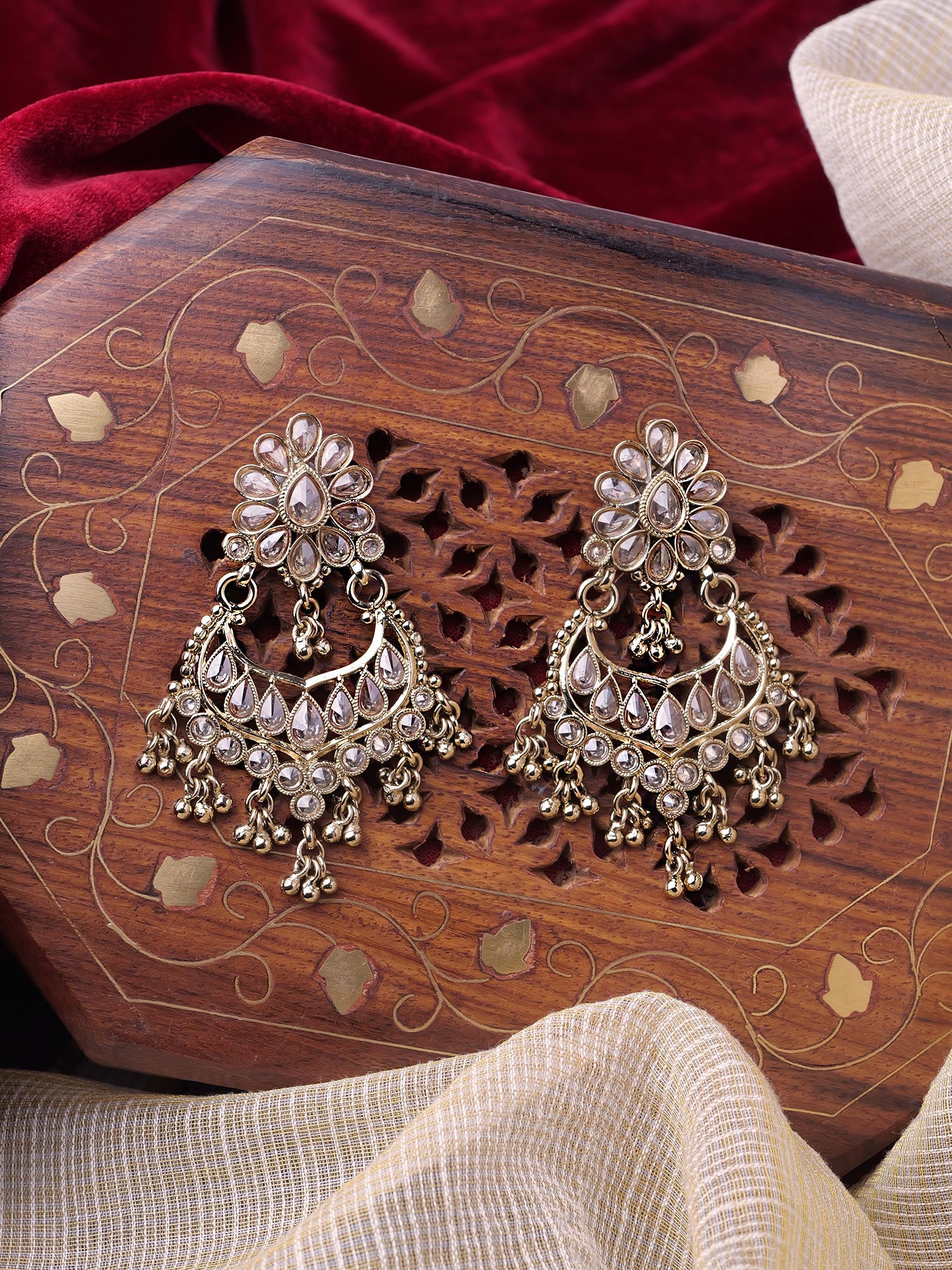 Gulnaz Chandbali Earrings in Antique Gold