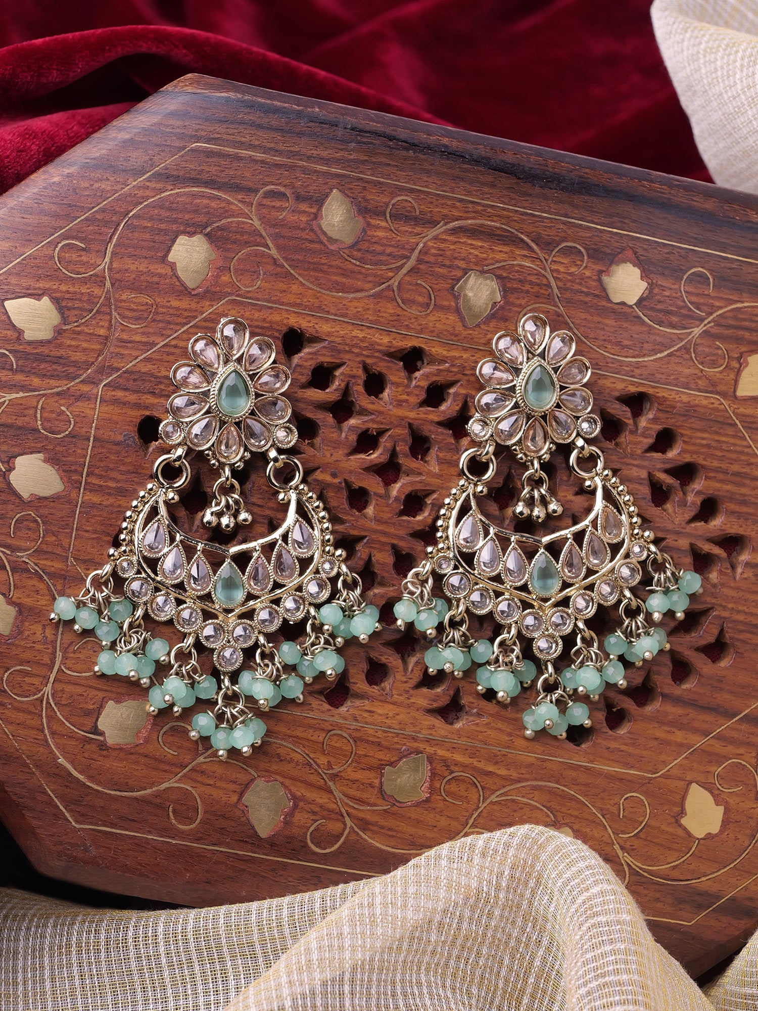 Gulnaz Chandbali Earrings in Light Blue