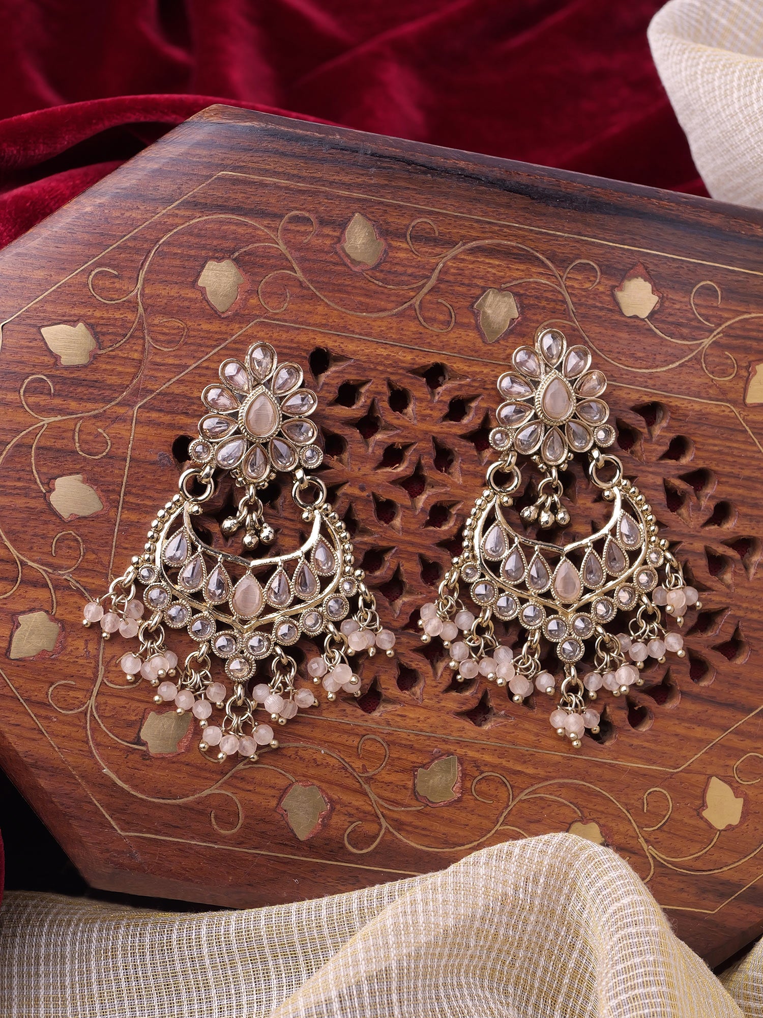 Gulnaz Chandbali Earrings in Peach