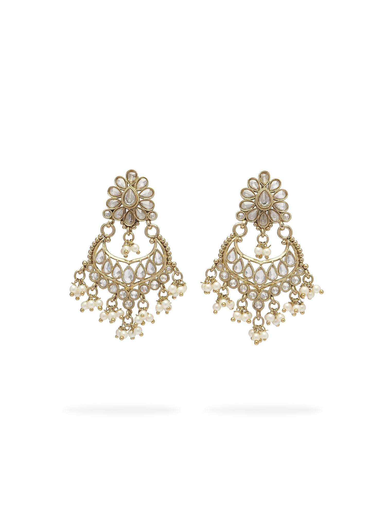 Gulnaz Chandbali Earrings in White 
