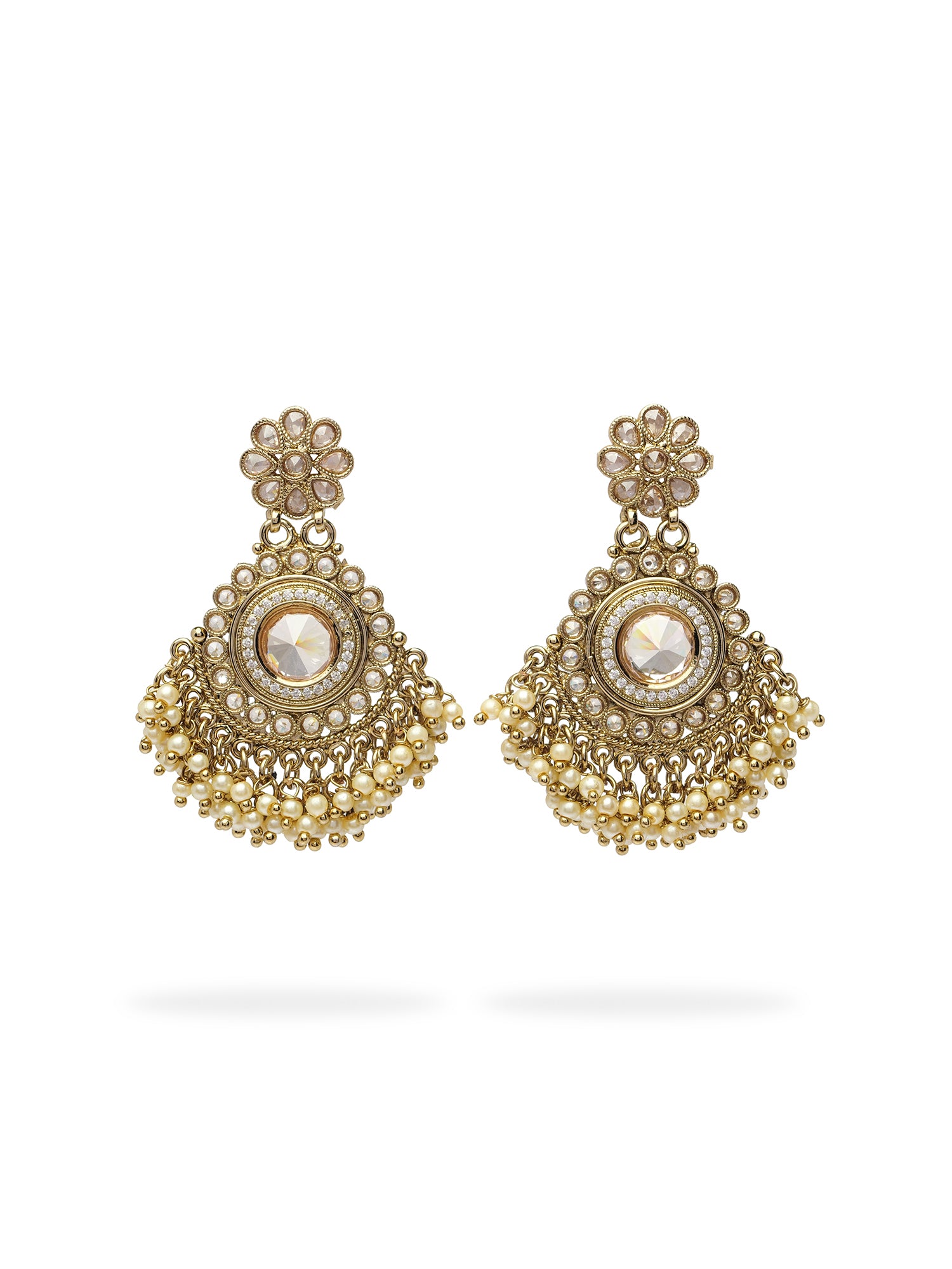 Gulshan Earrings in Champagne and Antique Gold