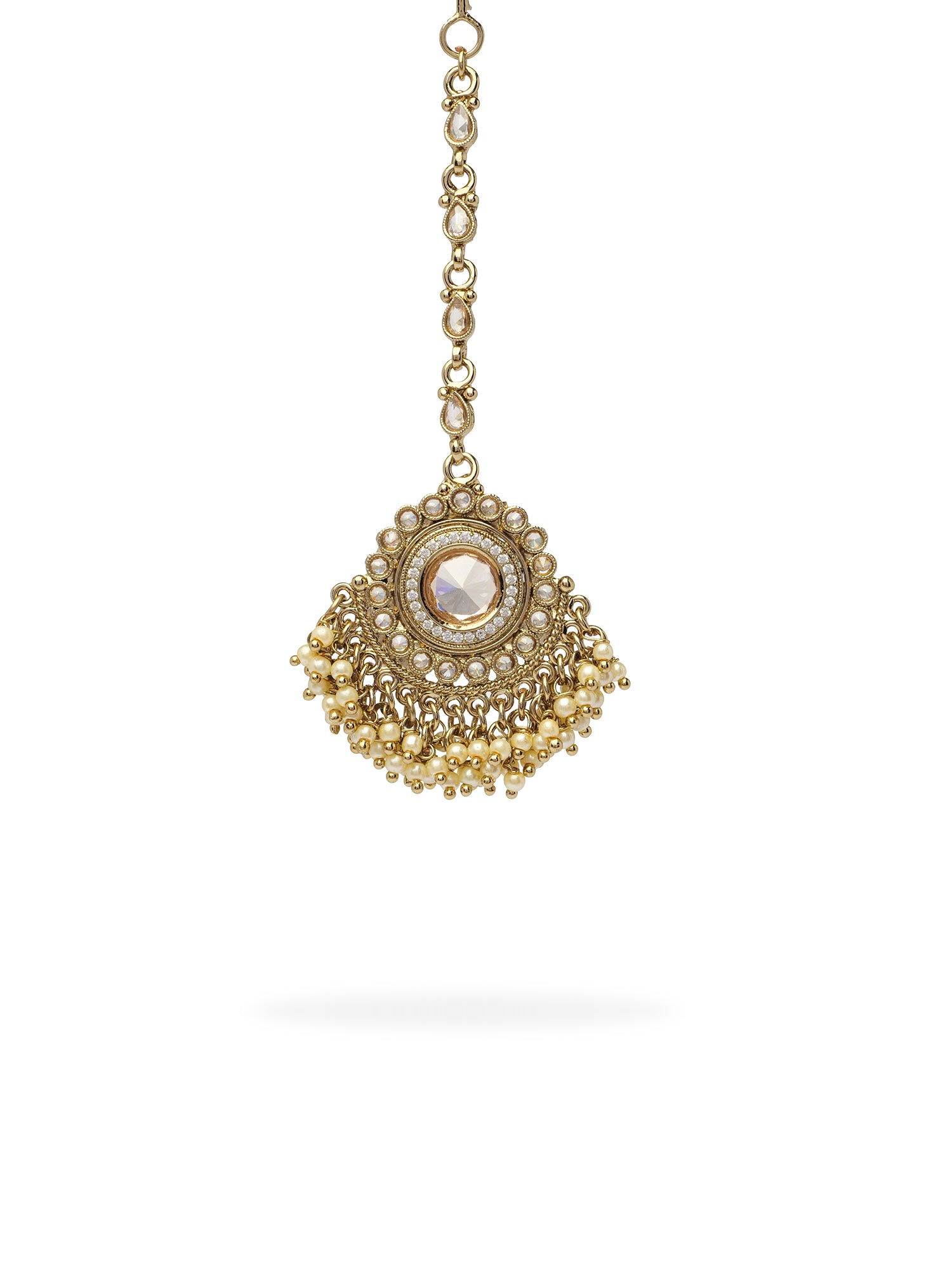 Gulshan Maang Tikka in Champagne and Antique Gold