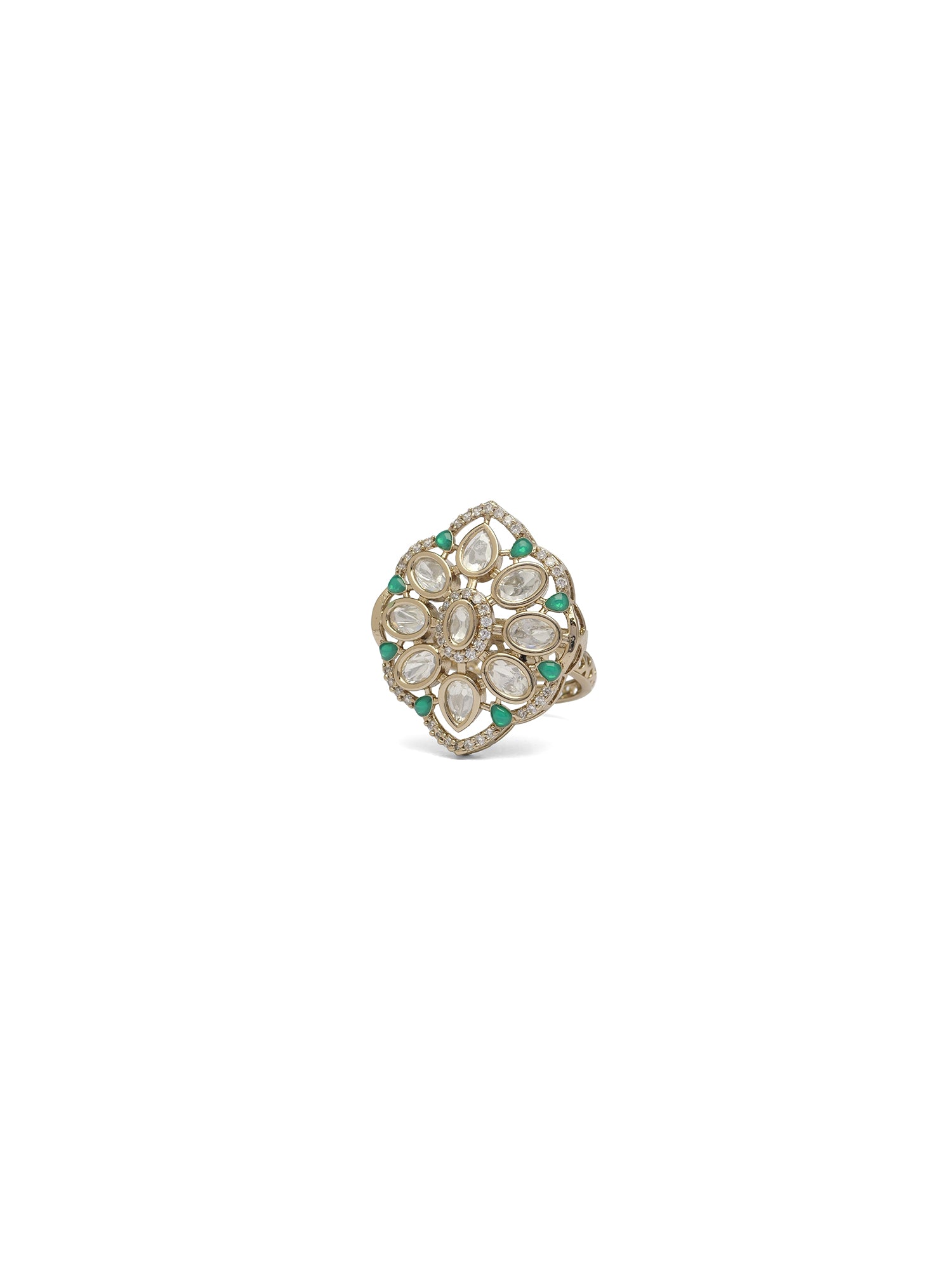 Gunjan Kundan Ring in Green