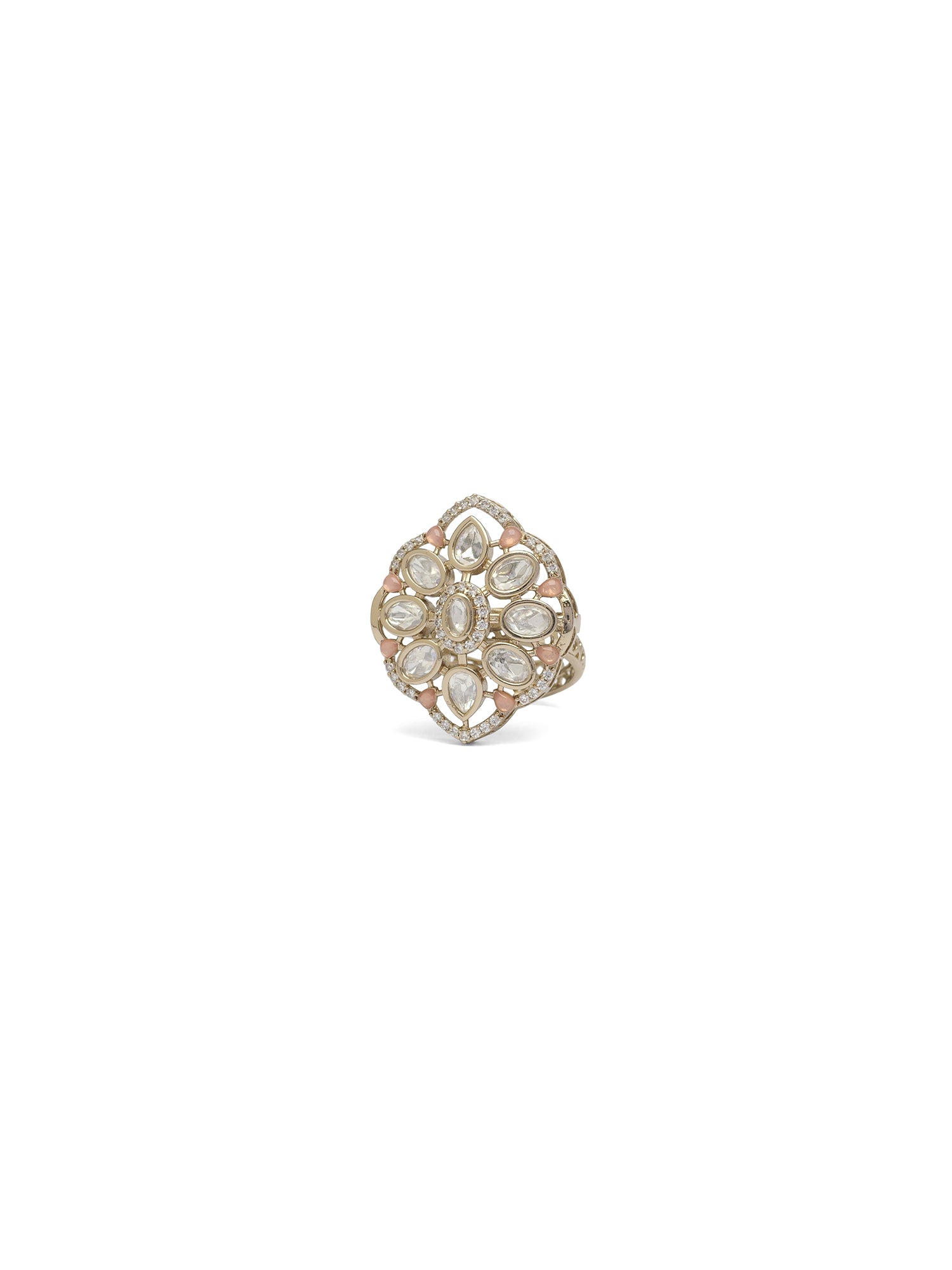 Gunjan Kundan Ring in Pink