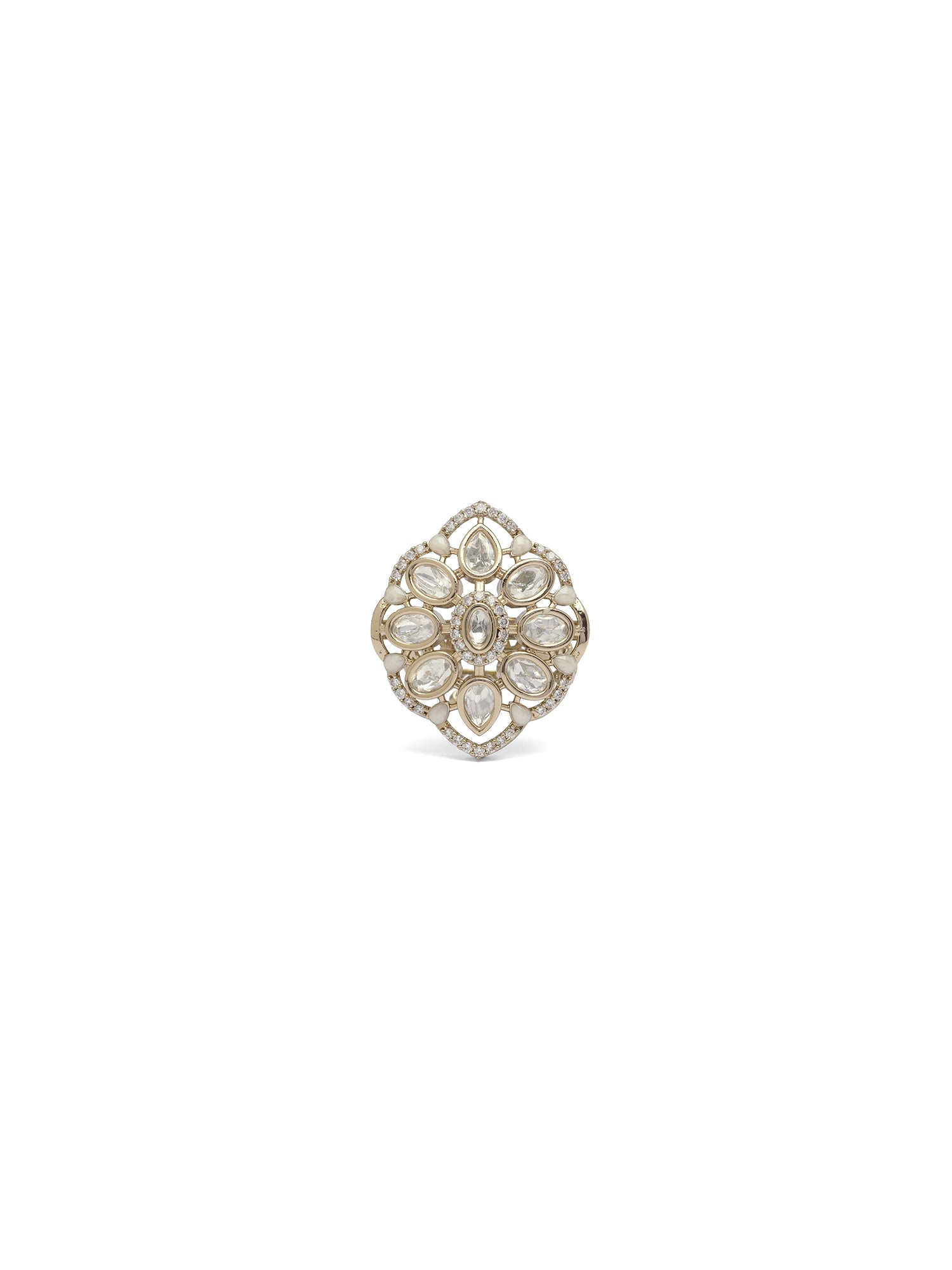 Gunjan Kundan Ring in White