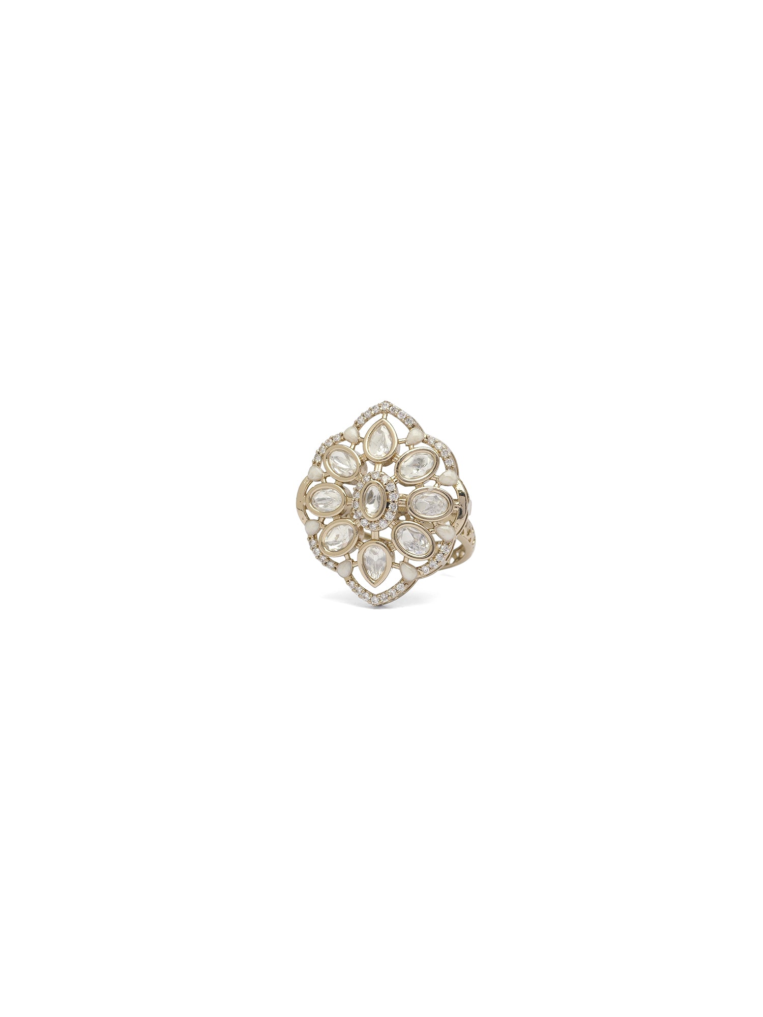 Gunjan Kundan Ring in White