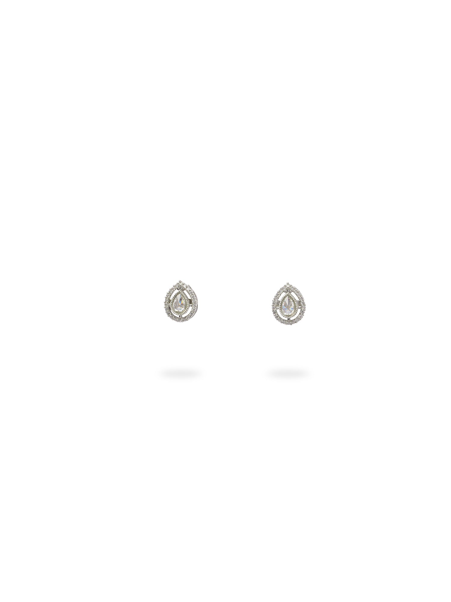 Heeral Crystal Ear Studs in Rhodium