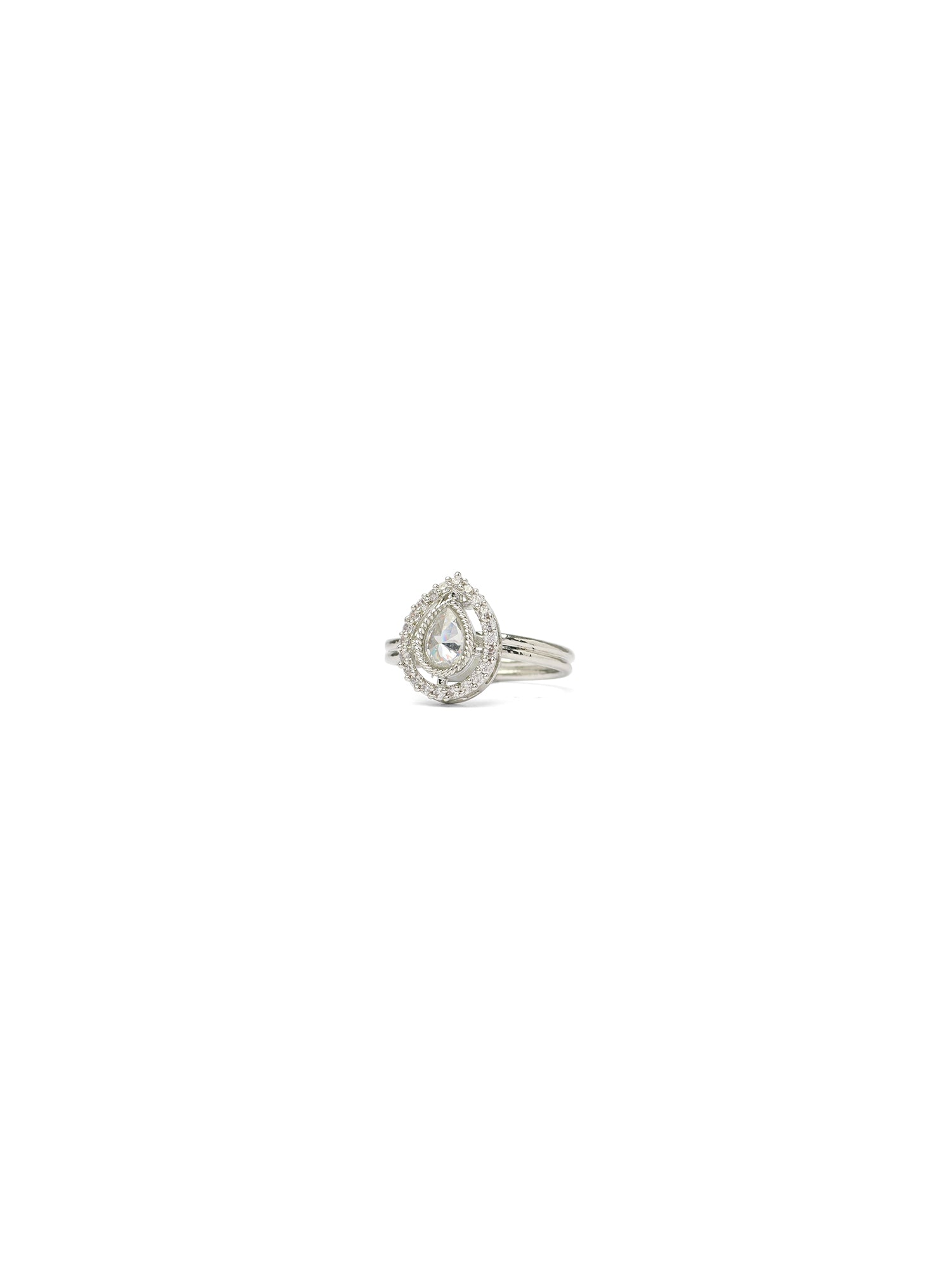 Heeral Crystal Ring in Rhodium