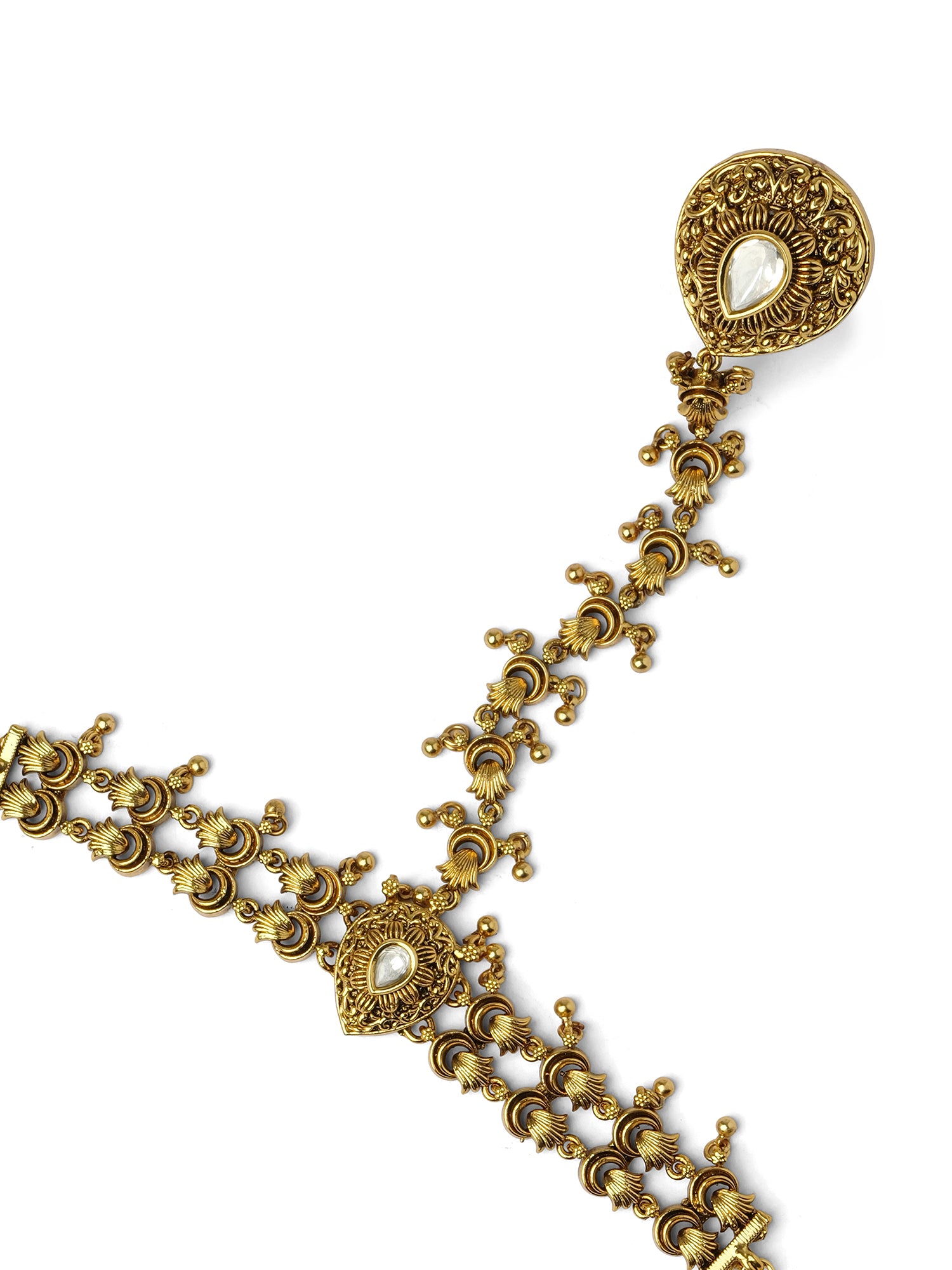 Hemangi Kundan Hand Chain in White