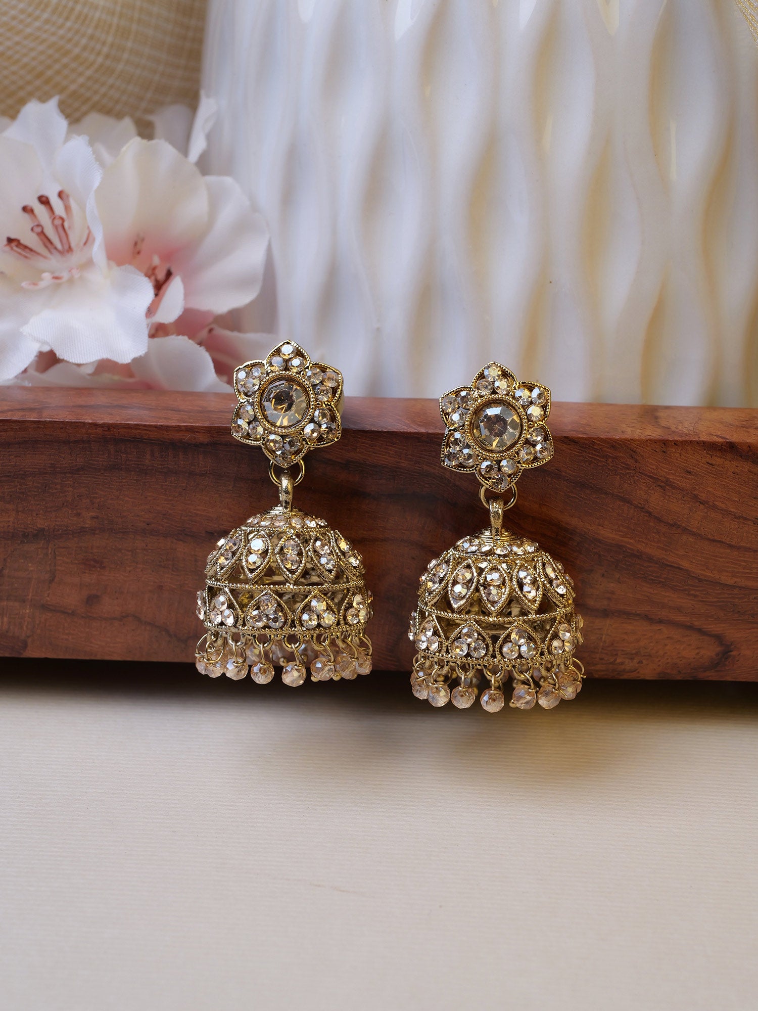 Hemani Jhumka Earrings in Champagne Bead