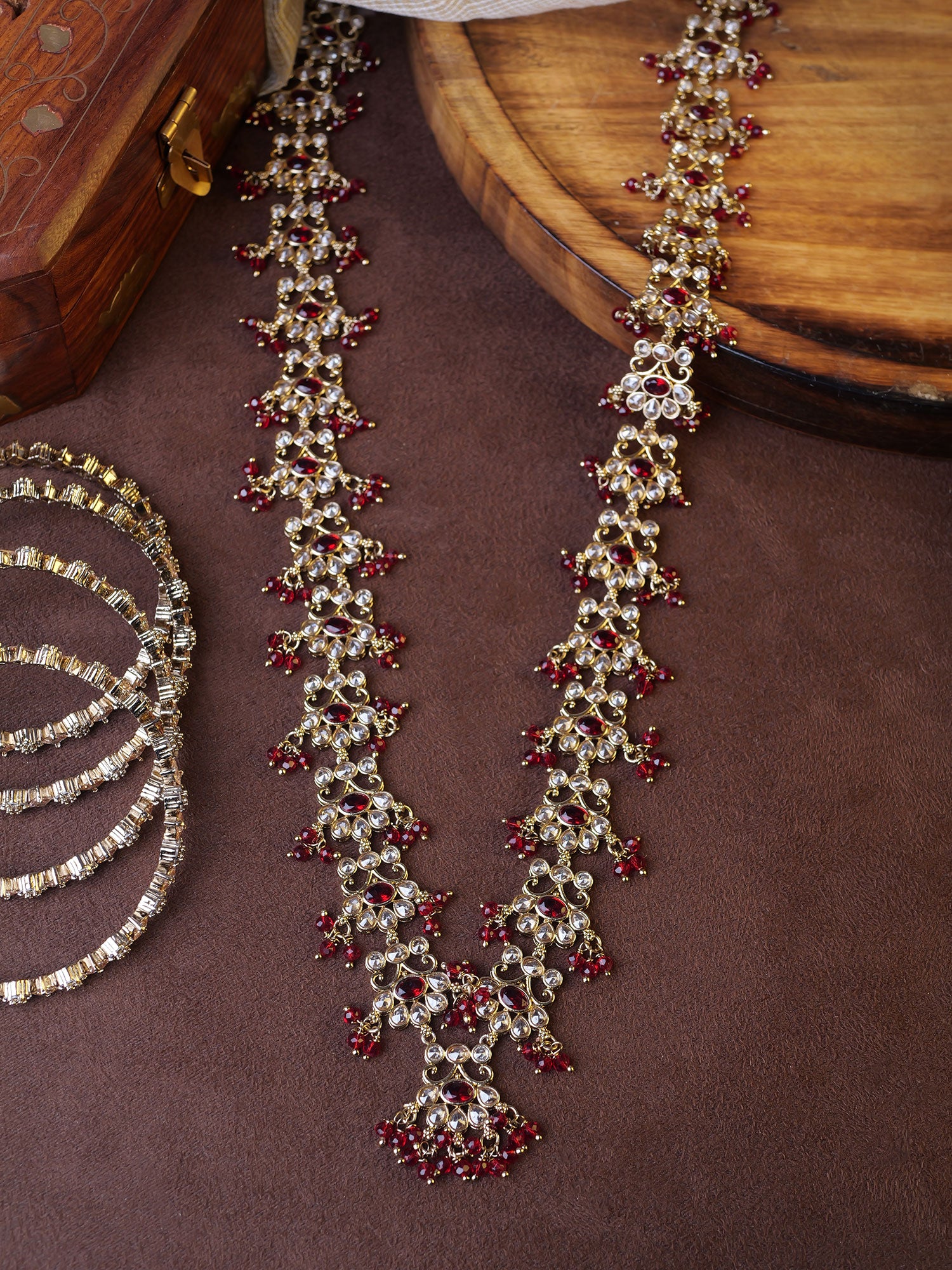 Imara Rani Haar in Maroon and Antique Gold