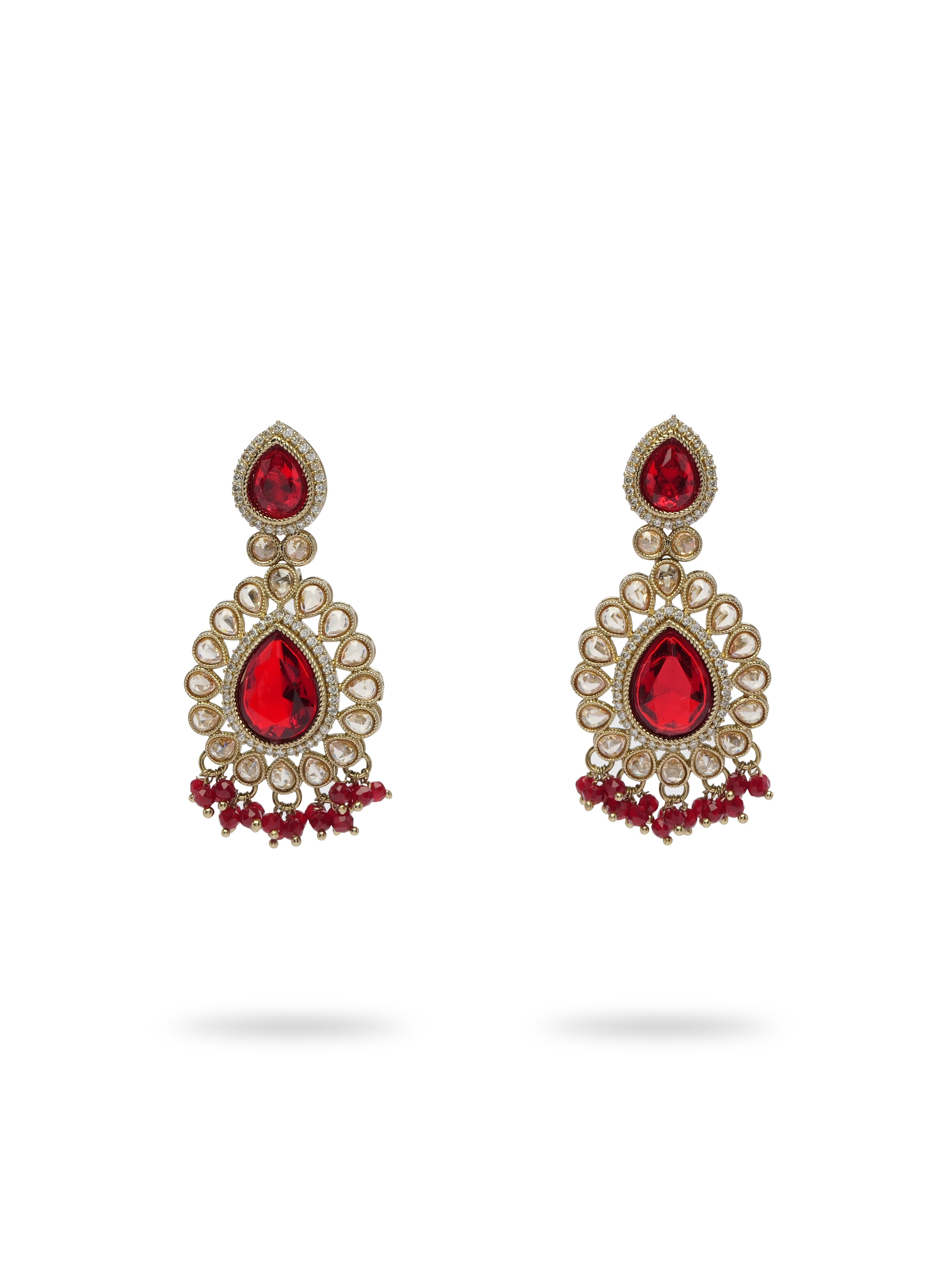 Inaya Necklace Set in Maroon