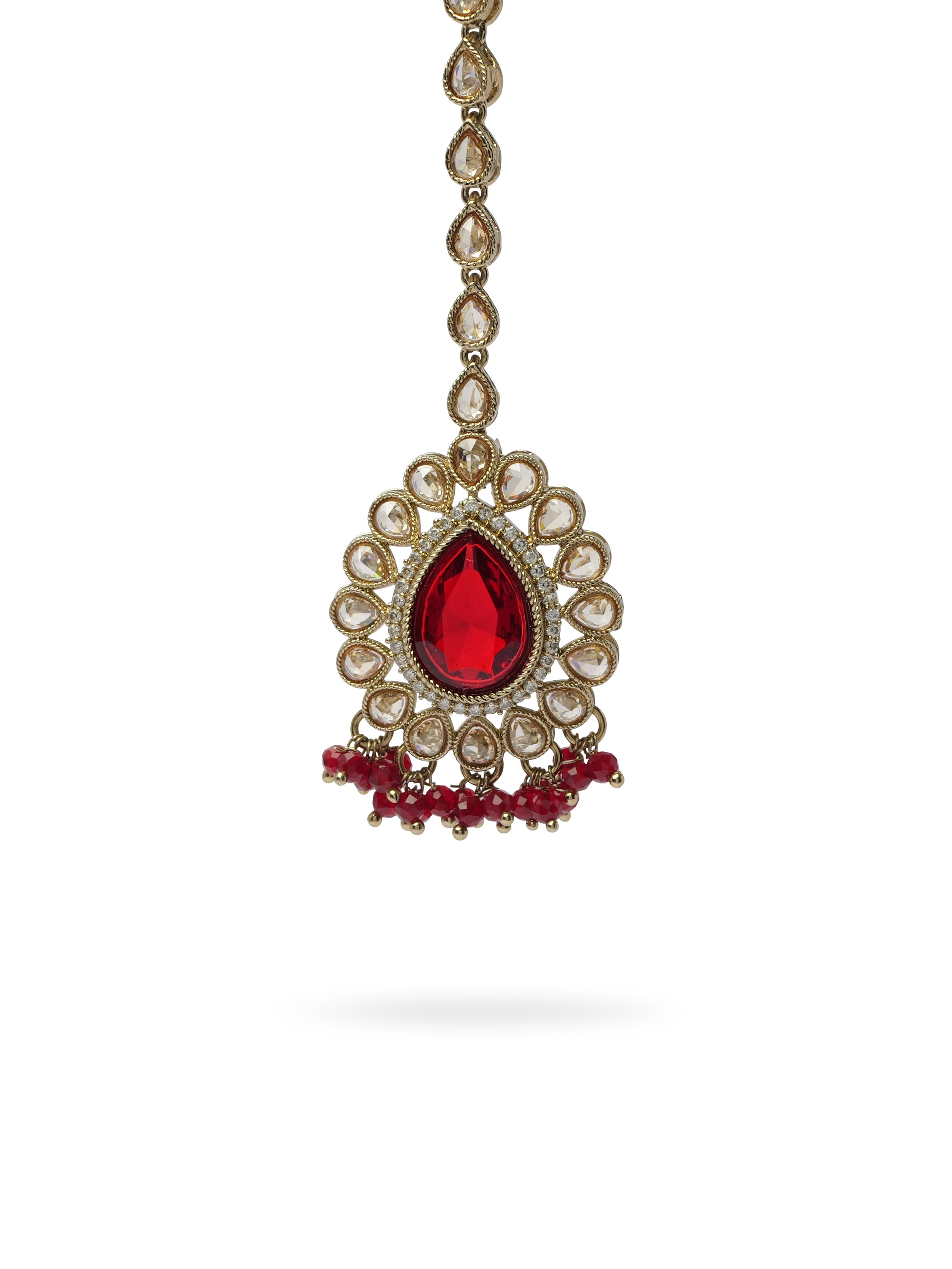 Inaya Necklace Set in Maroon