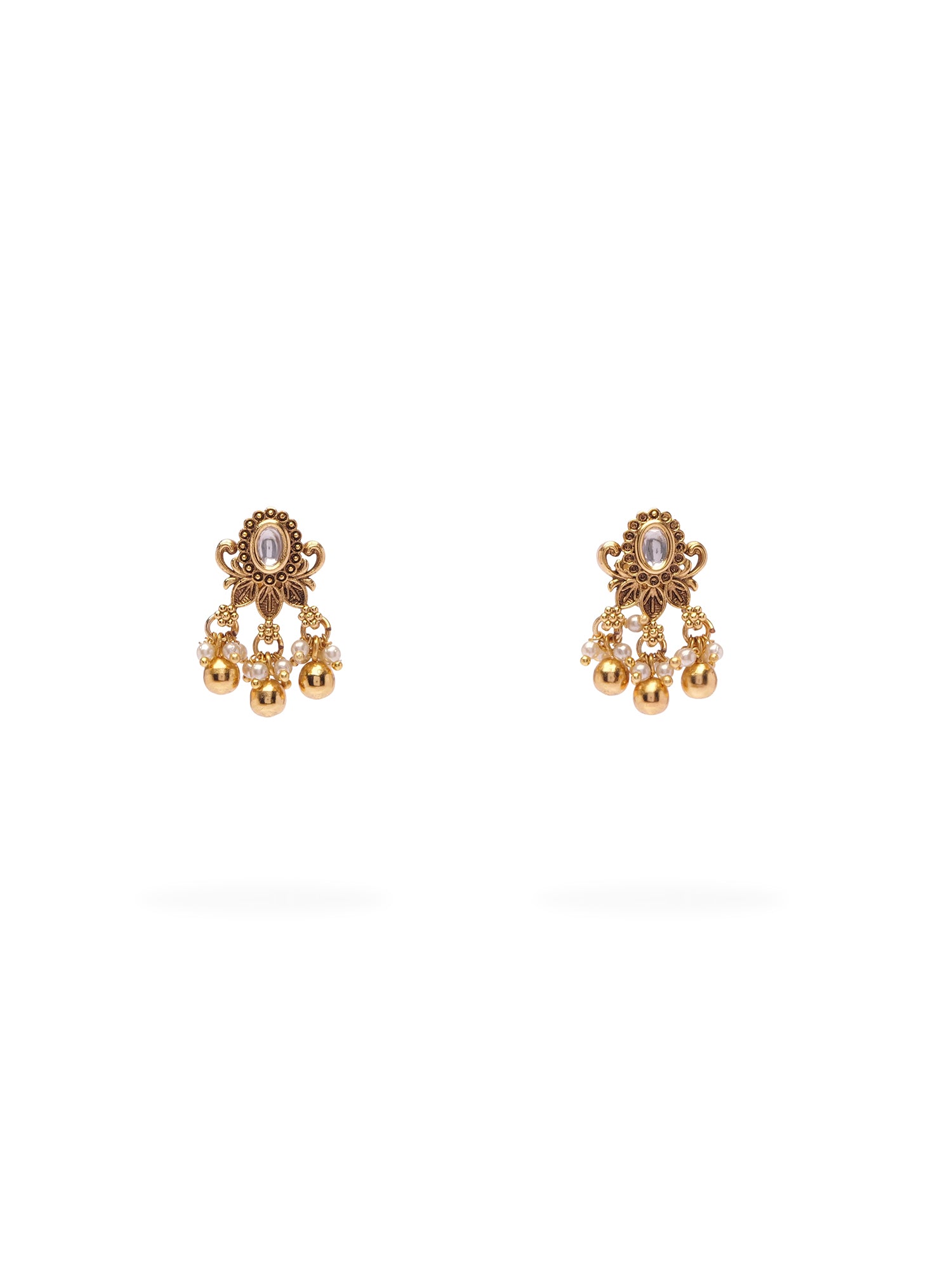 Inaya Kundan Earrings in Antique Gold