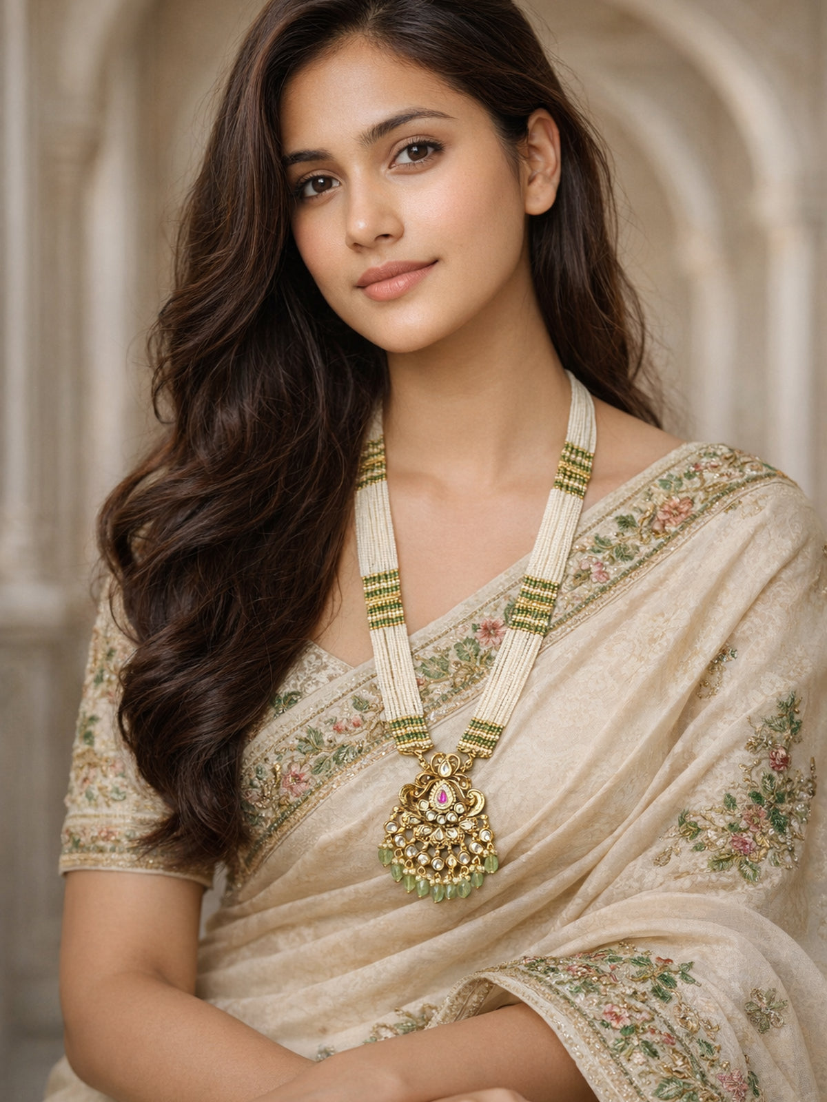 Indira Kundan Rani Haar in Multi 