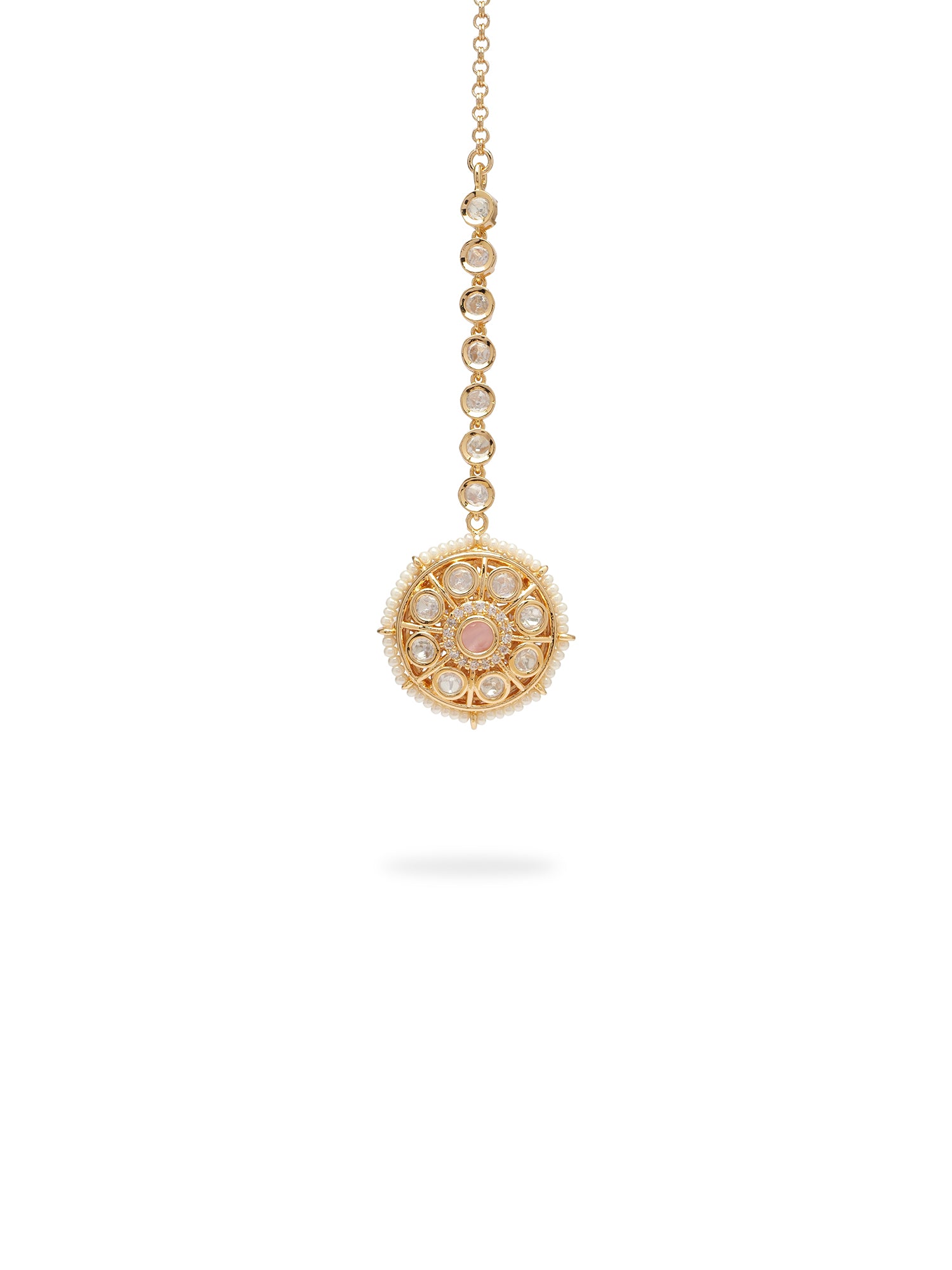 Indrani Kundan Choker Set in Pearl and Light Pink