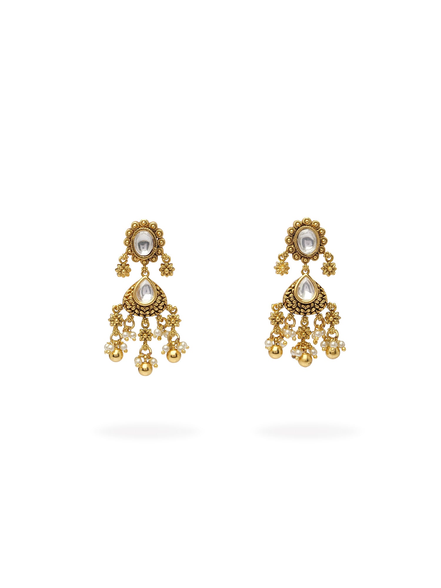 Indu Kundan Earrings in White