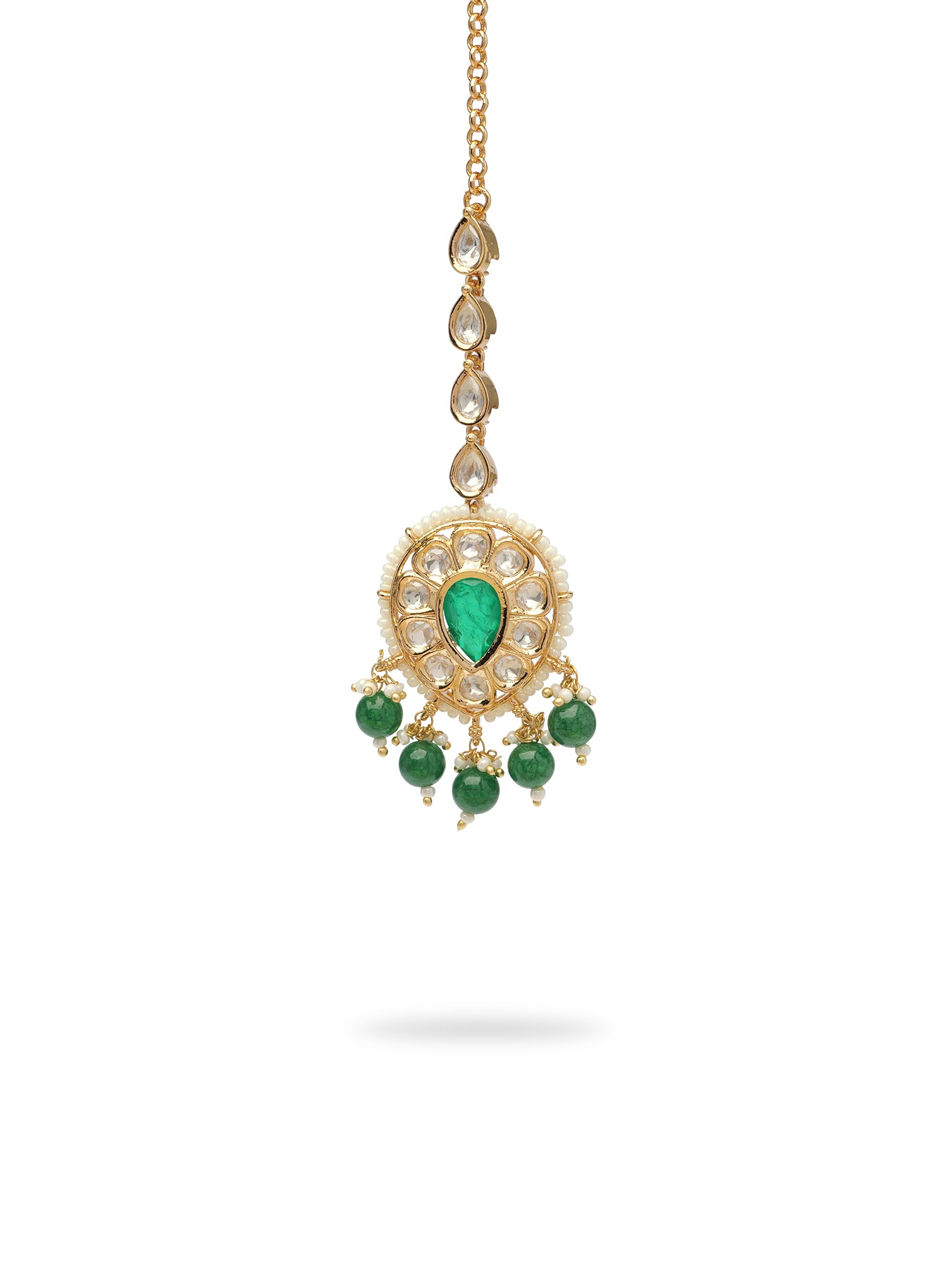 Iraaya Kundan Maang Tikka in Green